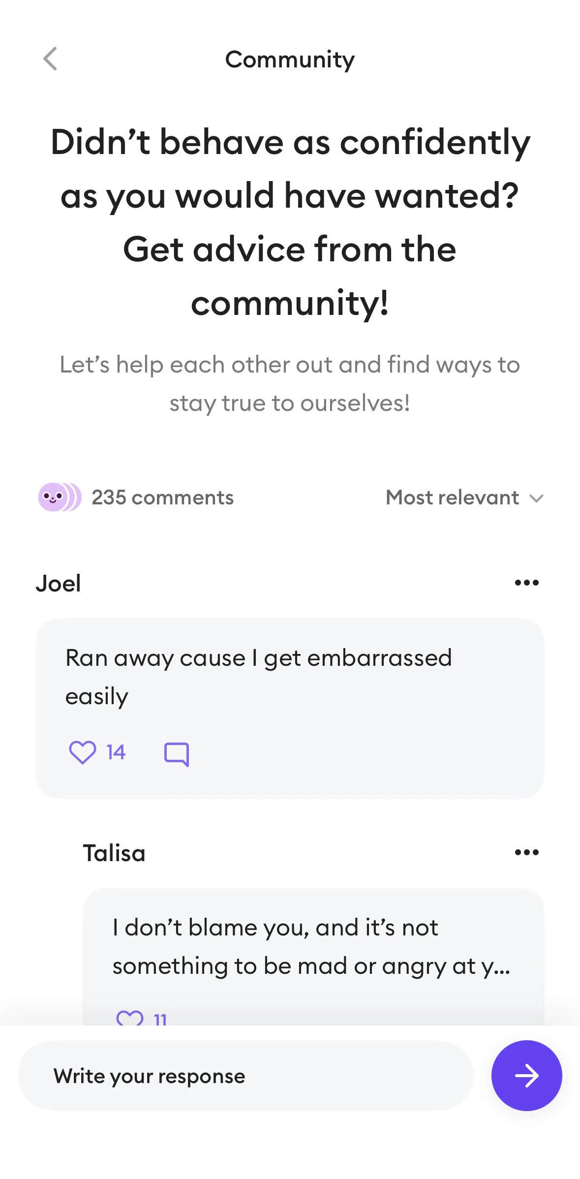 Ahead Screen screen in the Commenting on a post flow