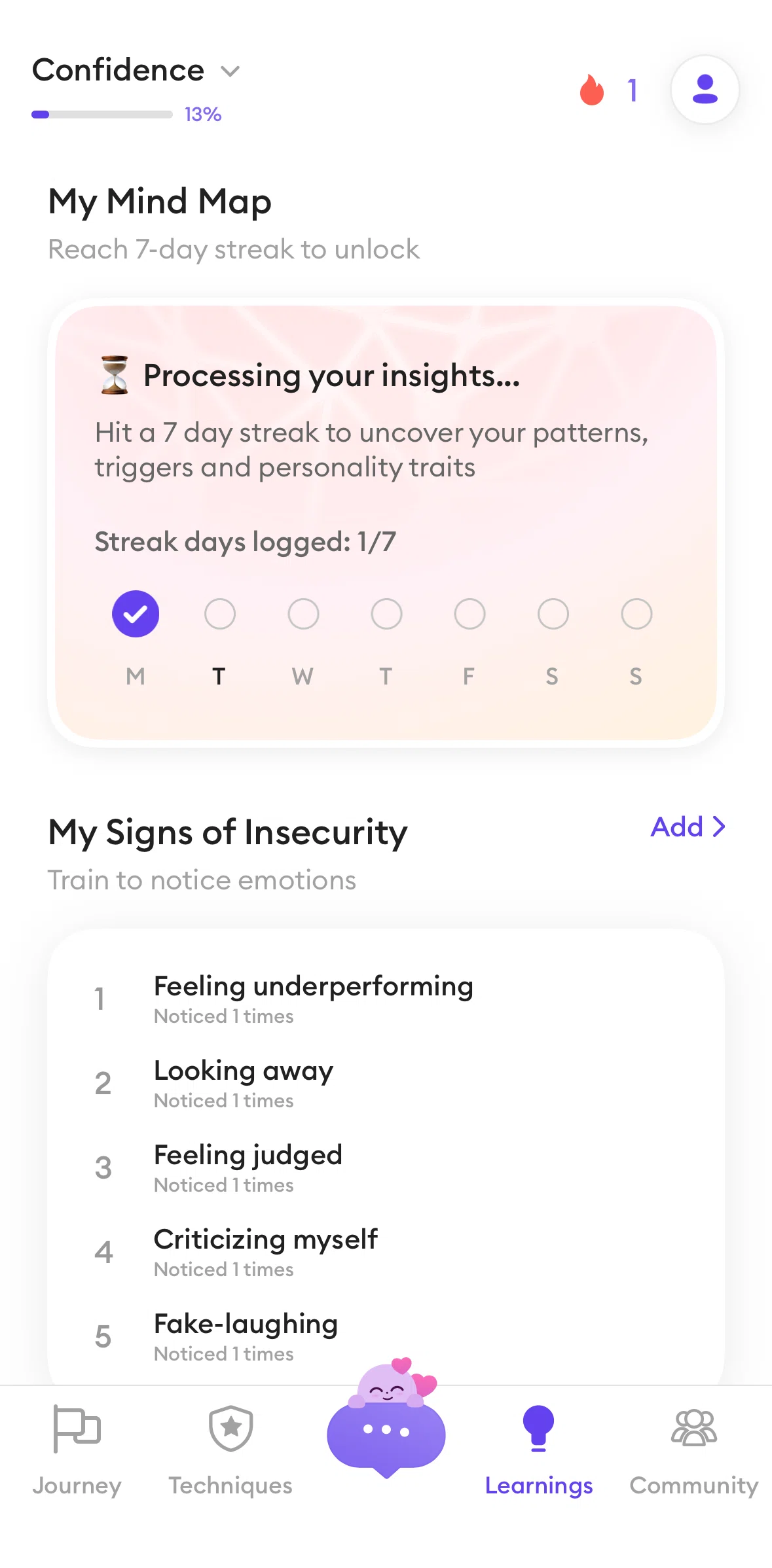 Ahead Screen screen in the My mind map (Learnings) flow