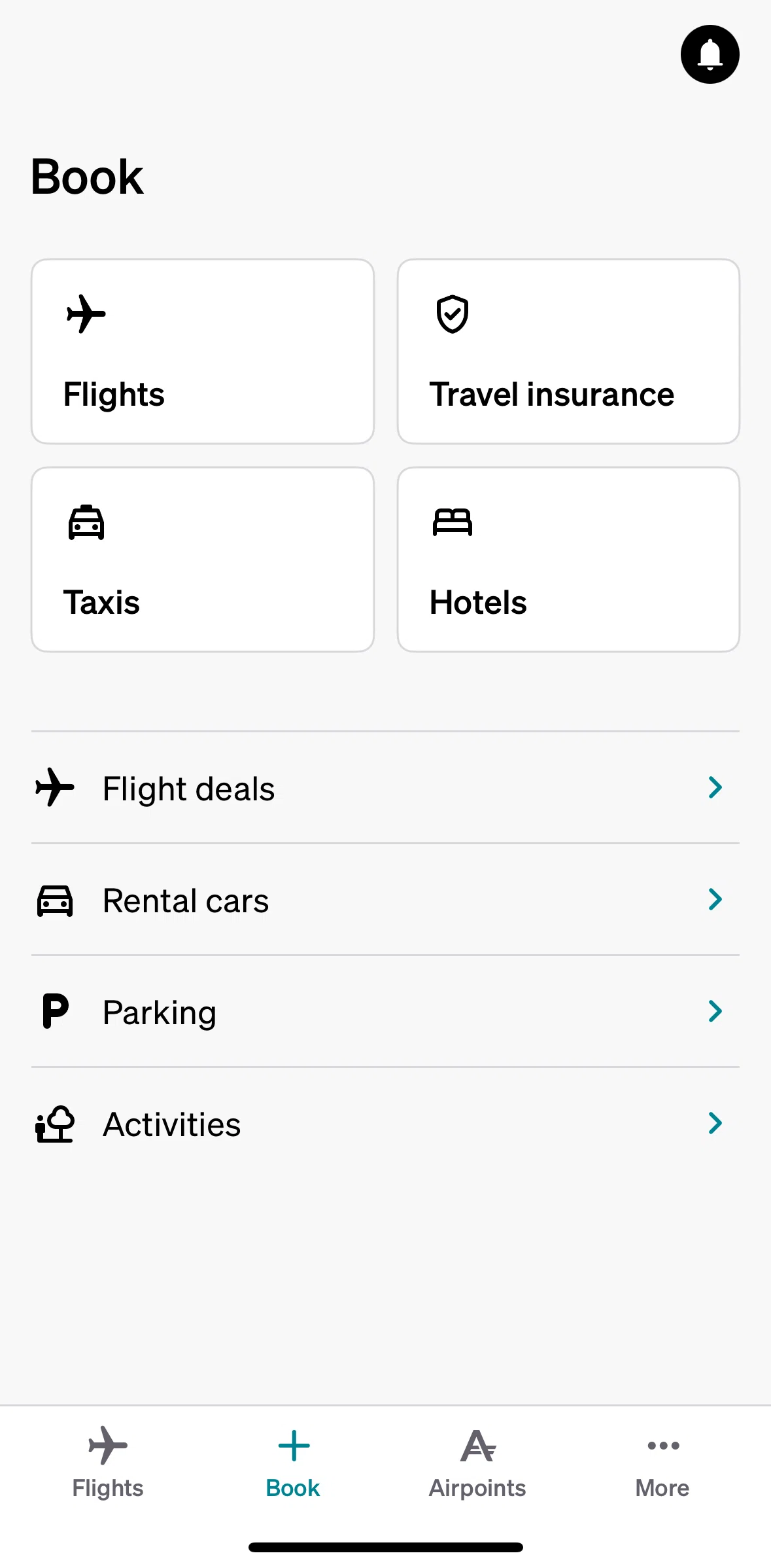 Air NZ Screen screen in the Booking a flight flow