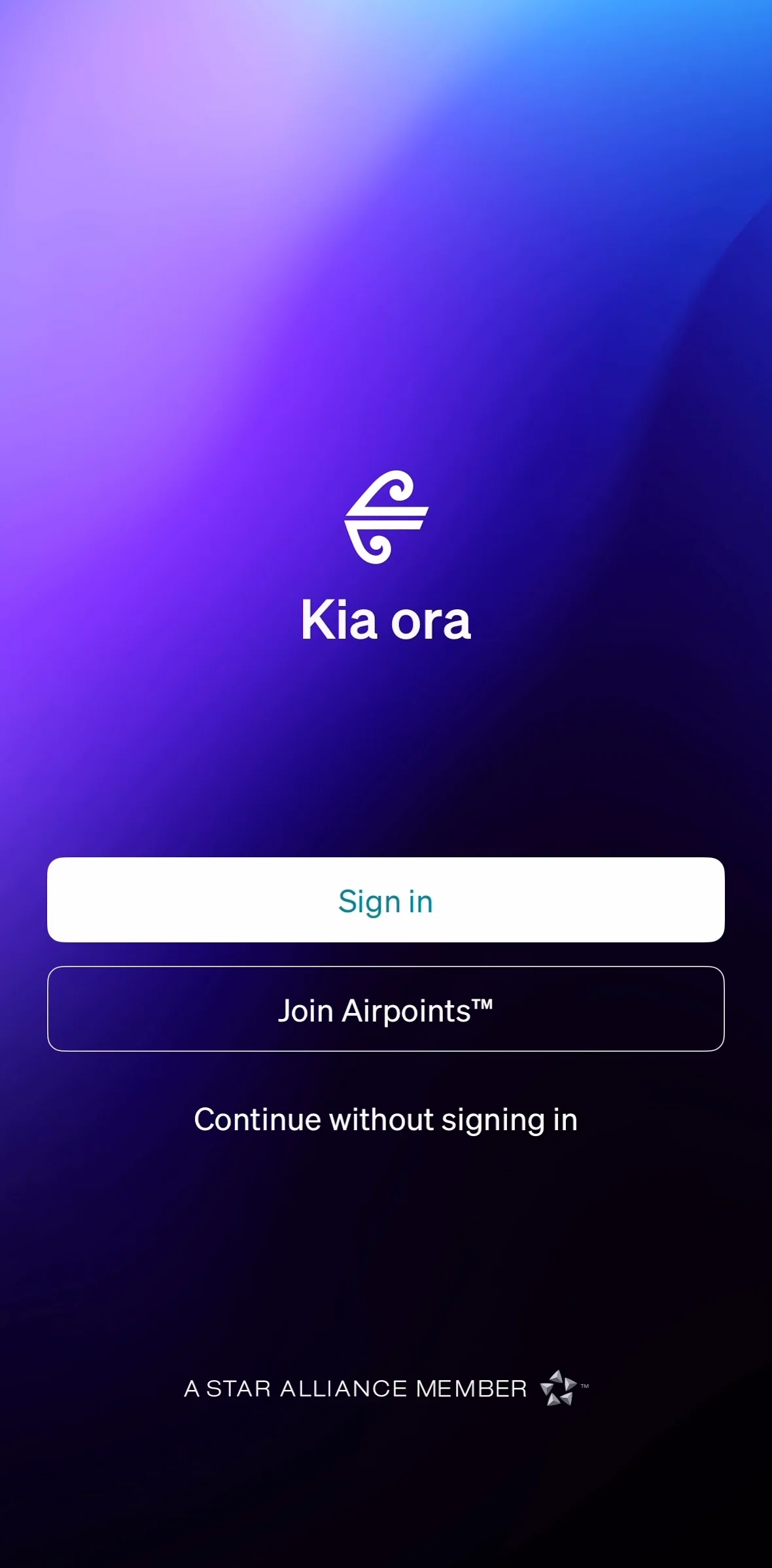 Air NZ Screen screen in the Create an account flow