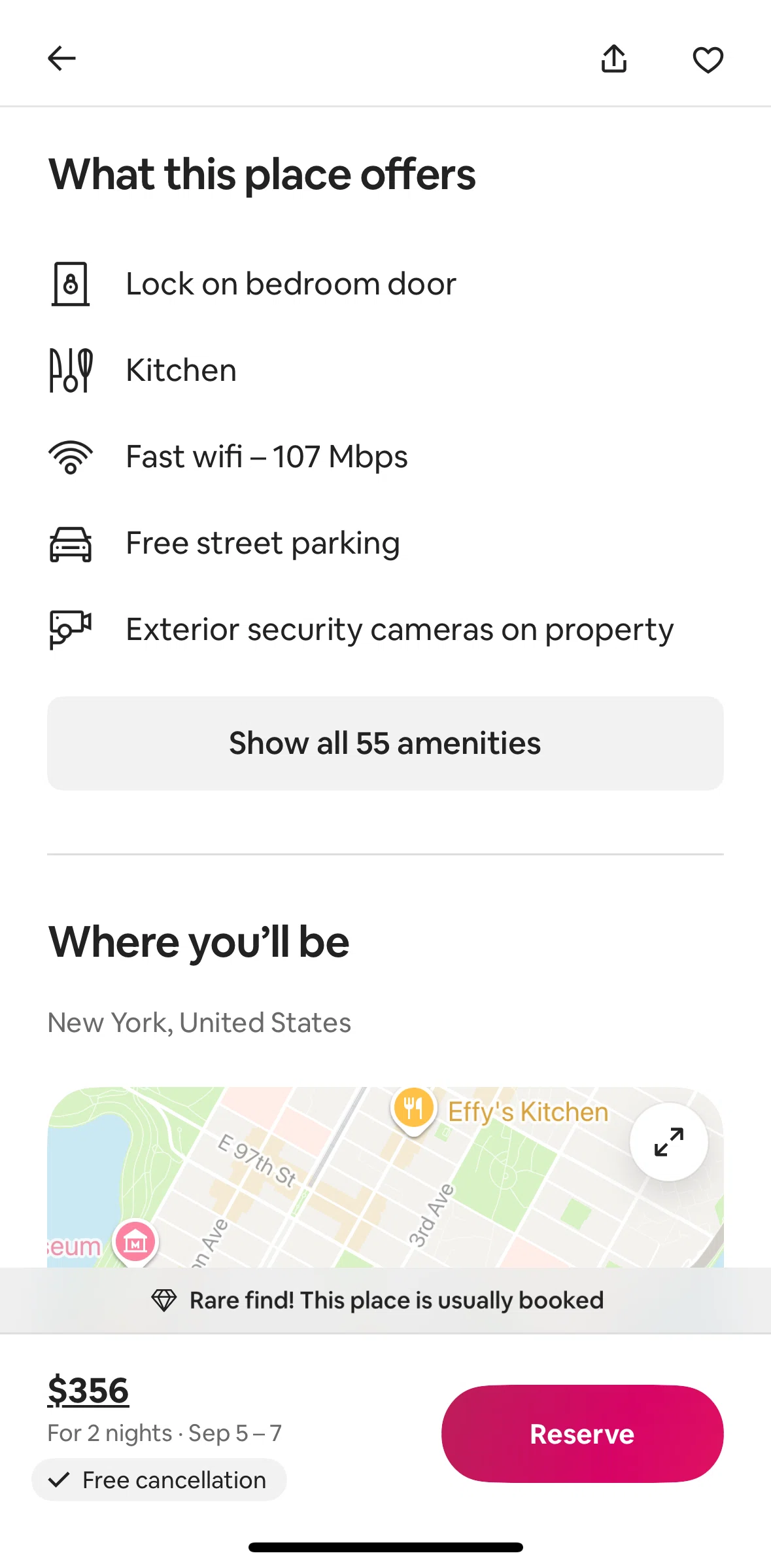 Airbnb Screen screen in the Amenities flow