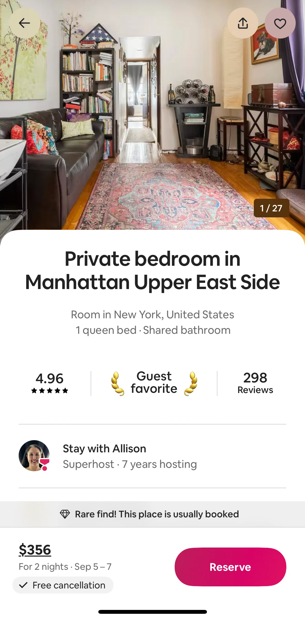 Airbnb Screen screen in the Booking a home flow