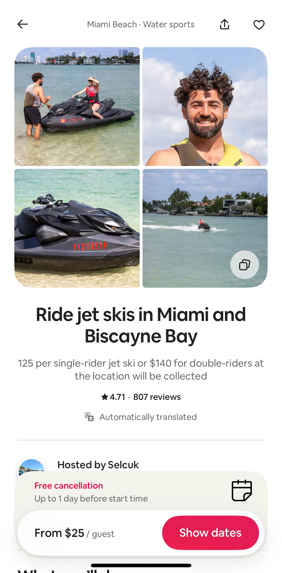 Airbnb Screen screen in the Booking an experience flow