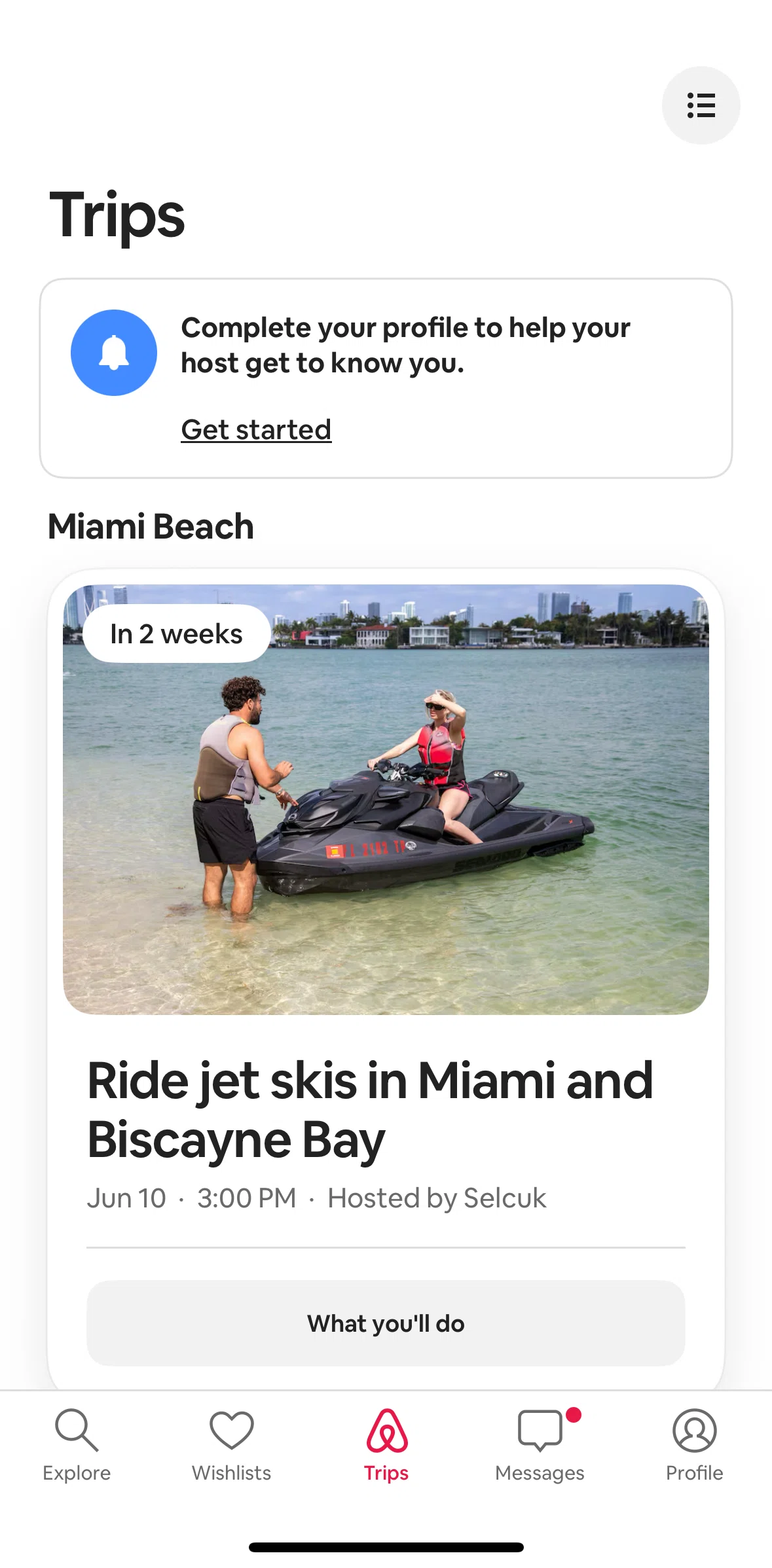 Airbnb Screen screen in the Completing a profile flow