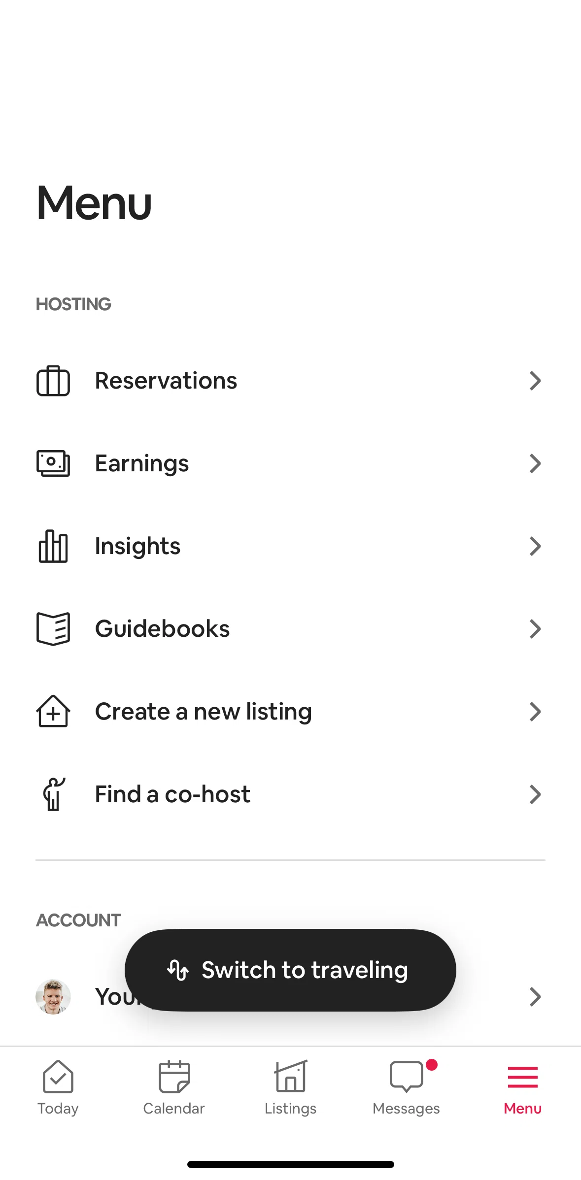 Airbnb Screen screen in the Creating a guidebook flow