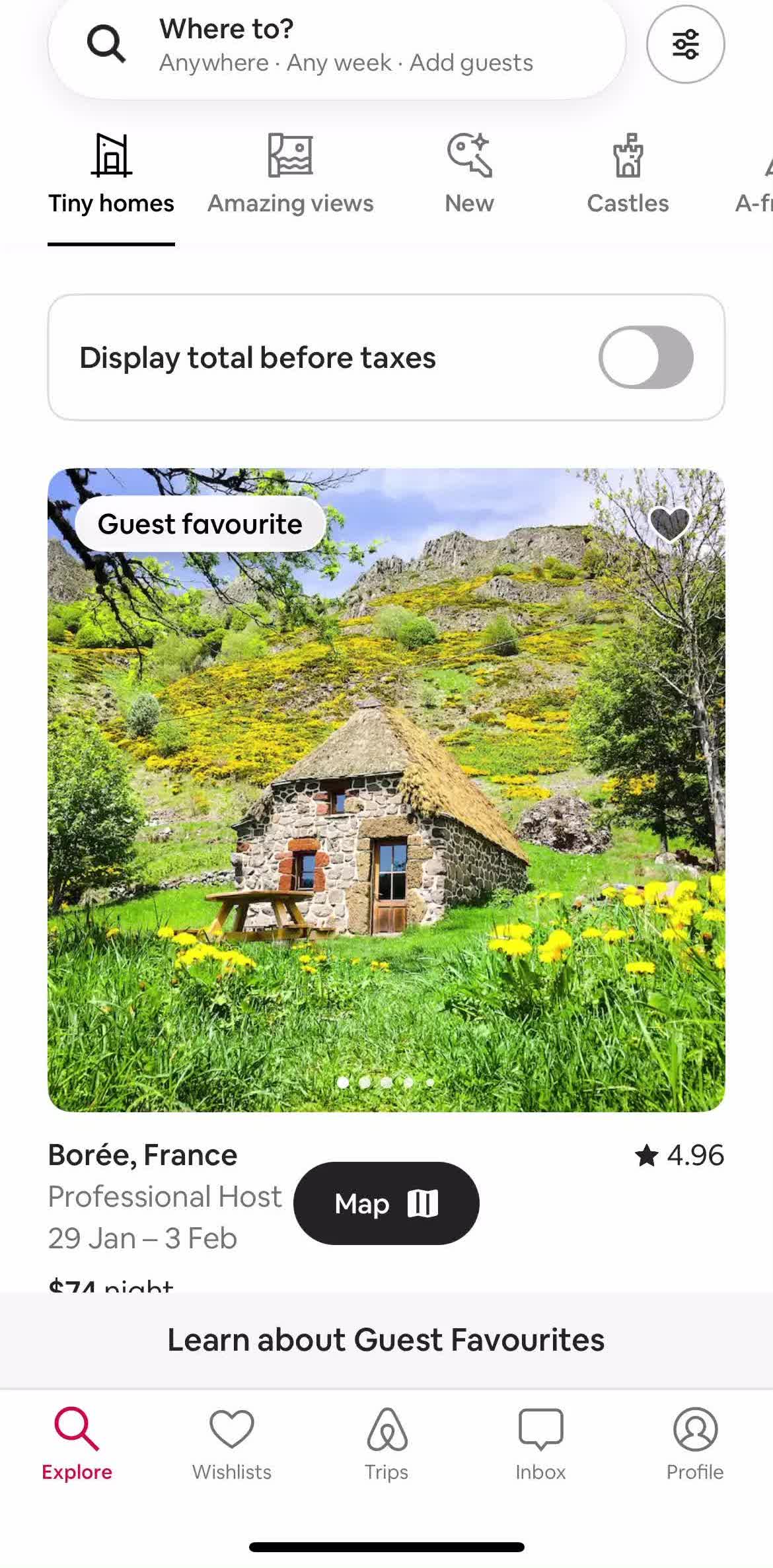 Airbnb Home screen in the Deleting Your Account flow