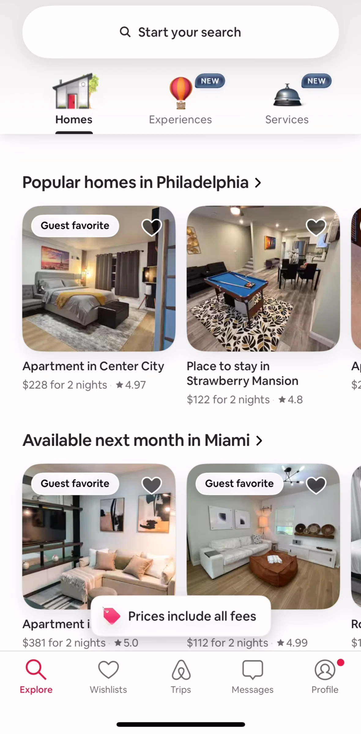 Airbnb Screen screen in the Explore flow
