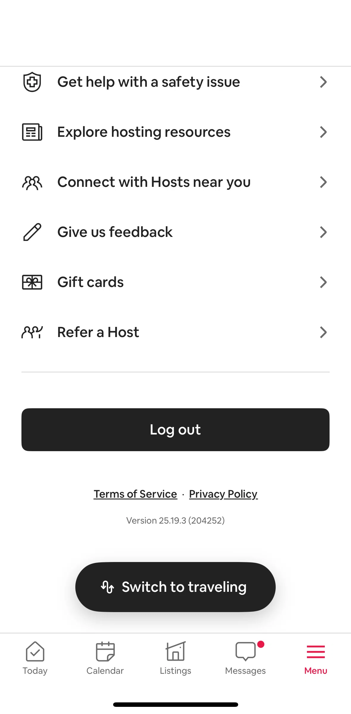 Airbnb Screen screen in the Referring a host flow