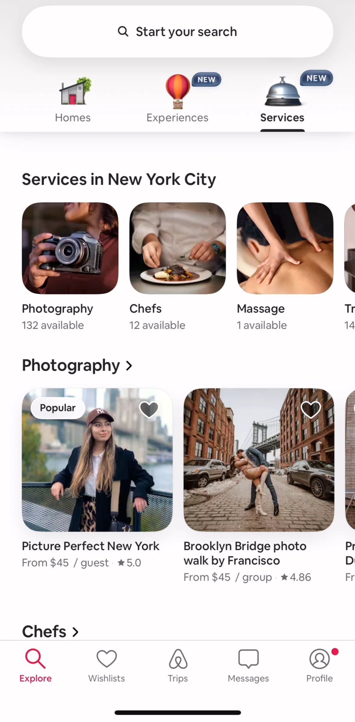 Airbnb Screen screen in the Services detail flow
