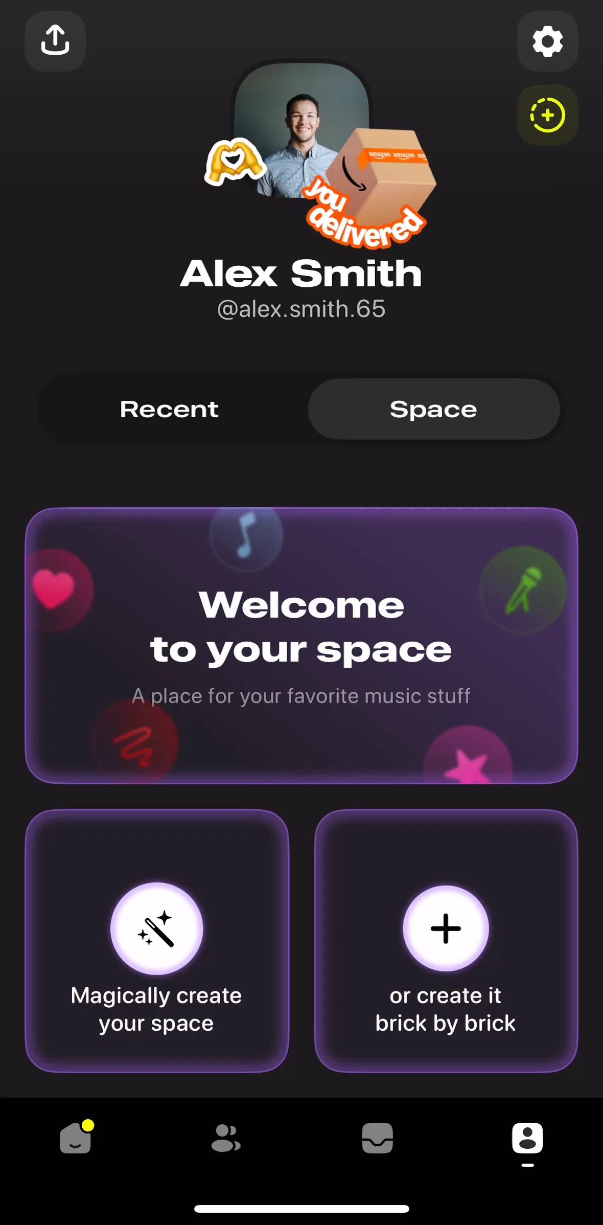 Airbuds Widget Screen screen in the Creating a space manually flow