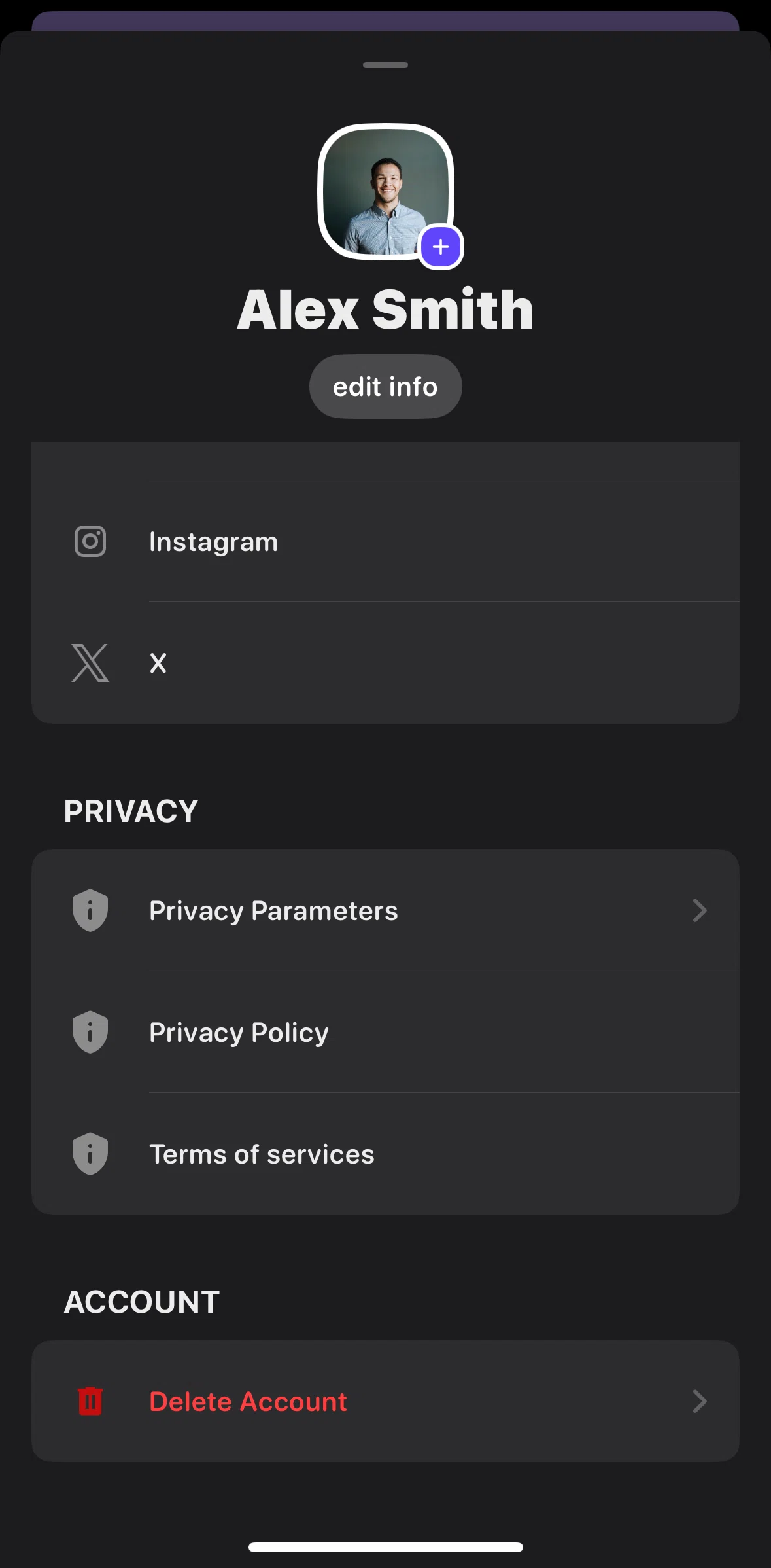 Airbuds Widget Screen screen in the Deleting an account flow