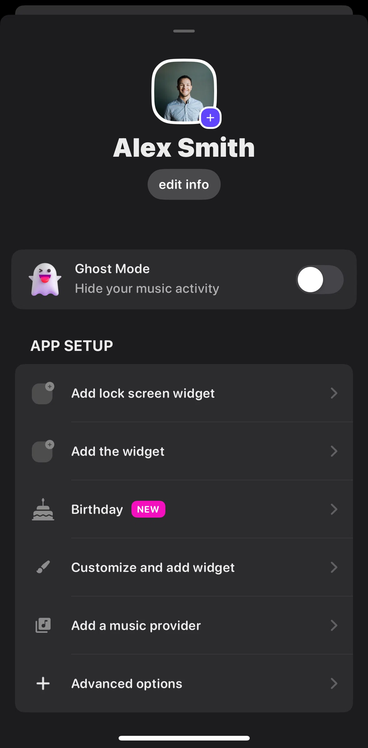 Airbuds Widget Screen screen in the Enabling ghost mode flow