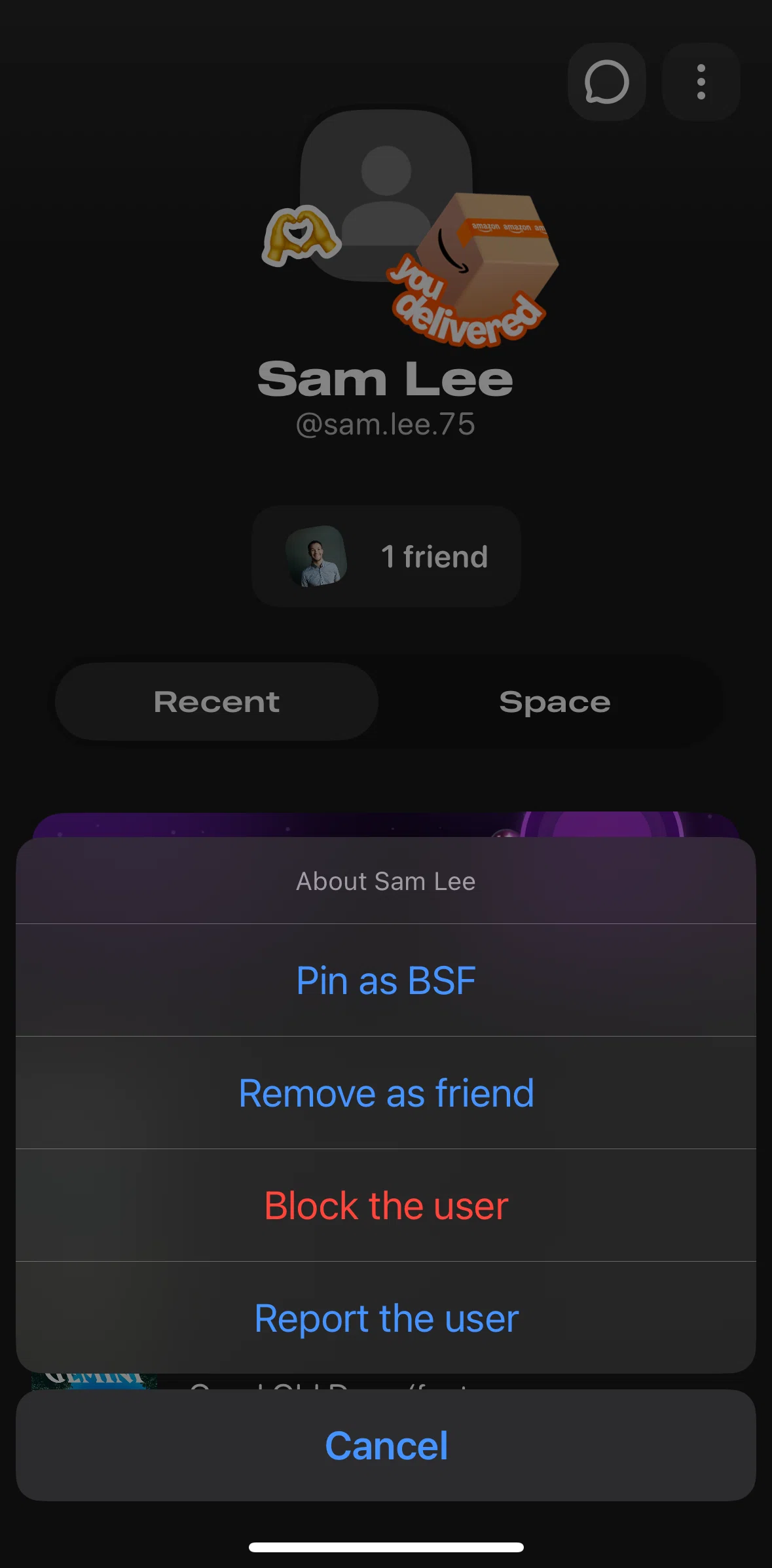 Airbuds Widget Screen screen in the Removing as friend flow