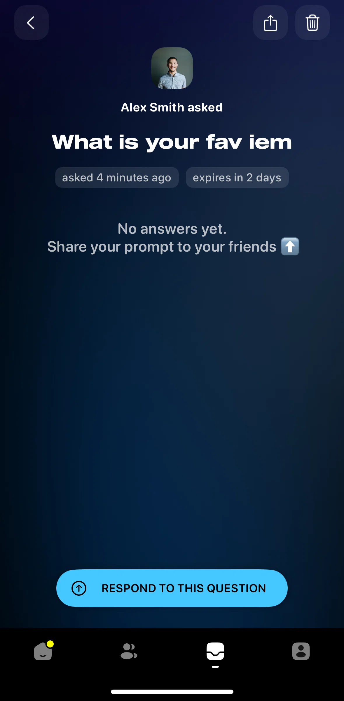 Airbuds Widget Screen screen in the Responding to a question flow