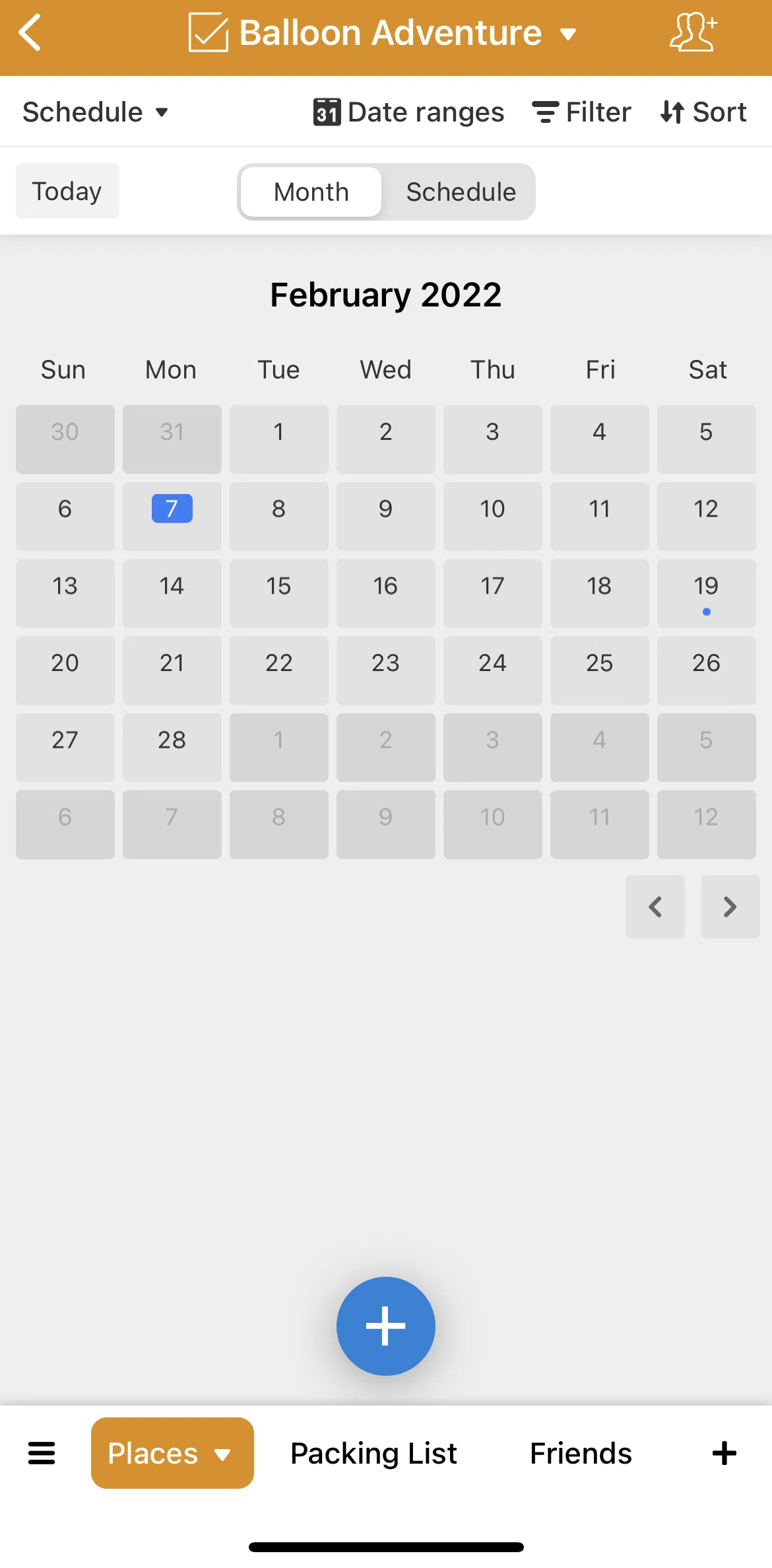 Airtable Screen screen in the Adding a date record flow