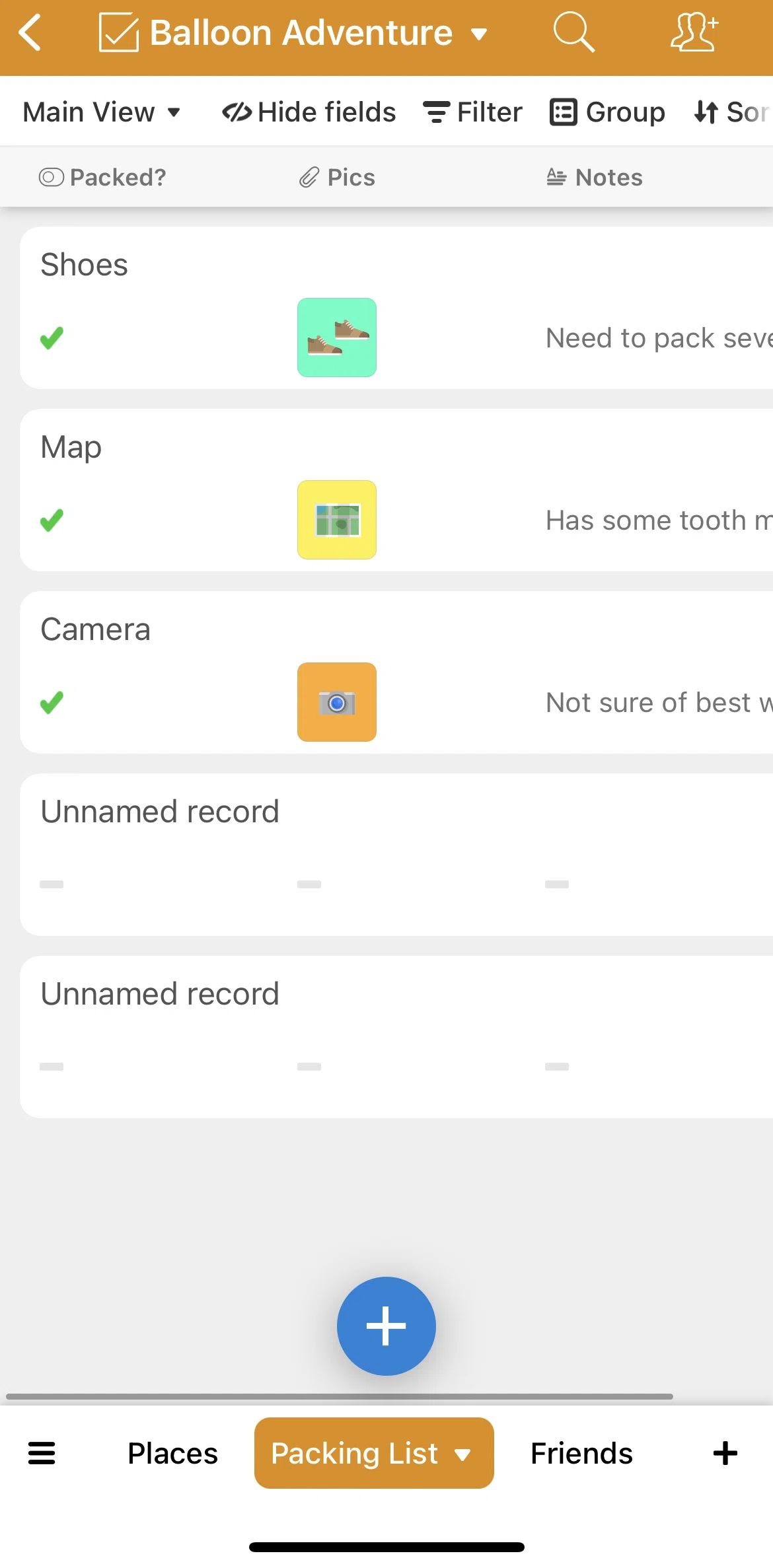 Airtable Screen screen in the Deleting a table flow