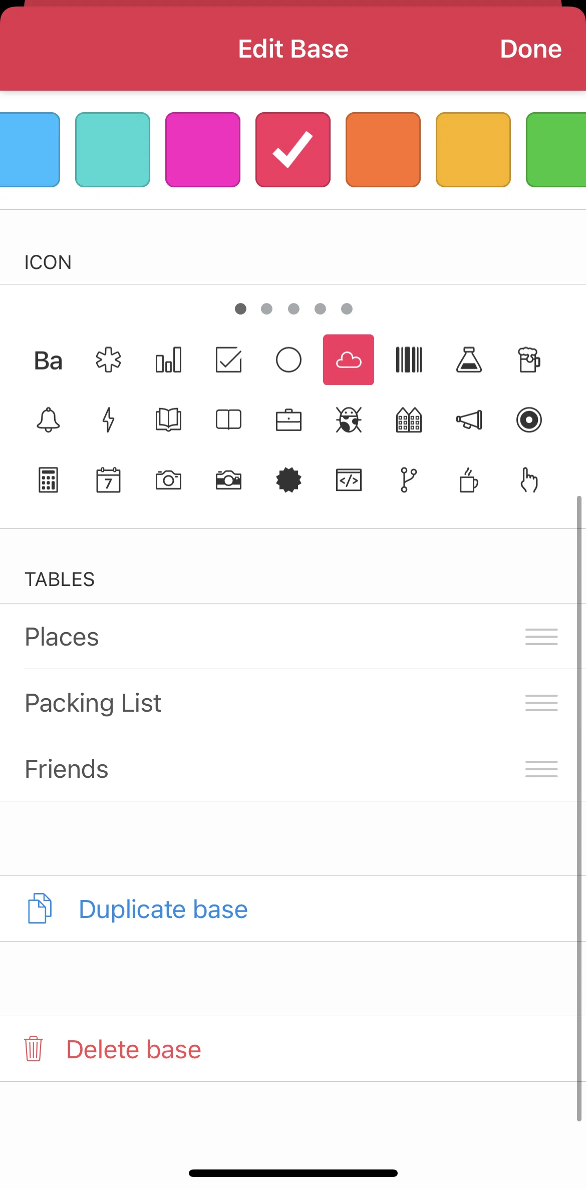 Airtable Screen screen in the Editing table flow