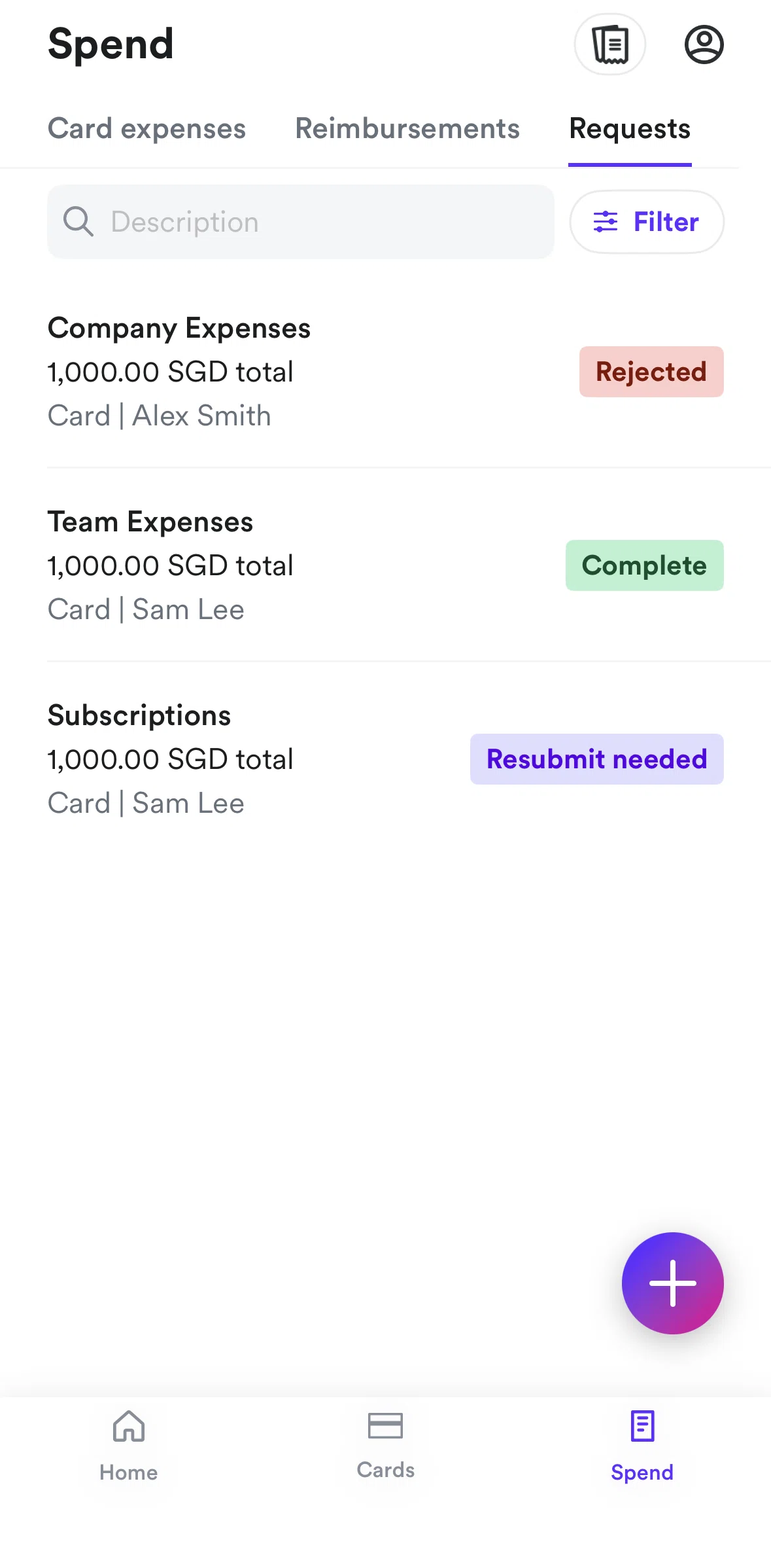 Airwallex Screen screen in the Card request detail flow