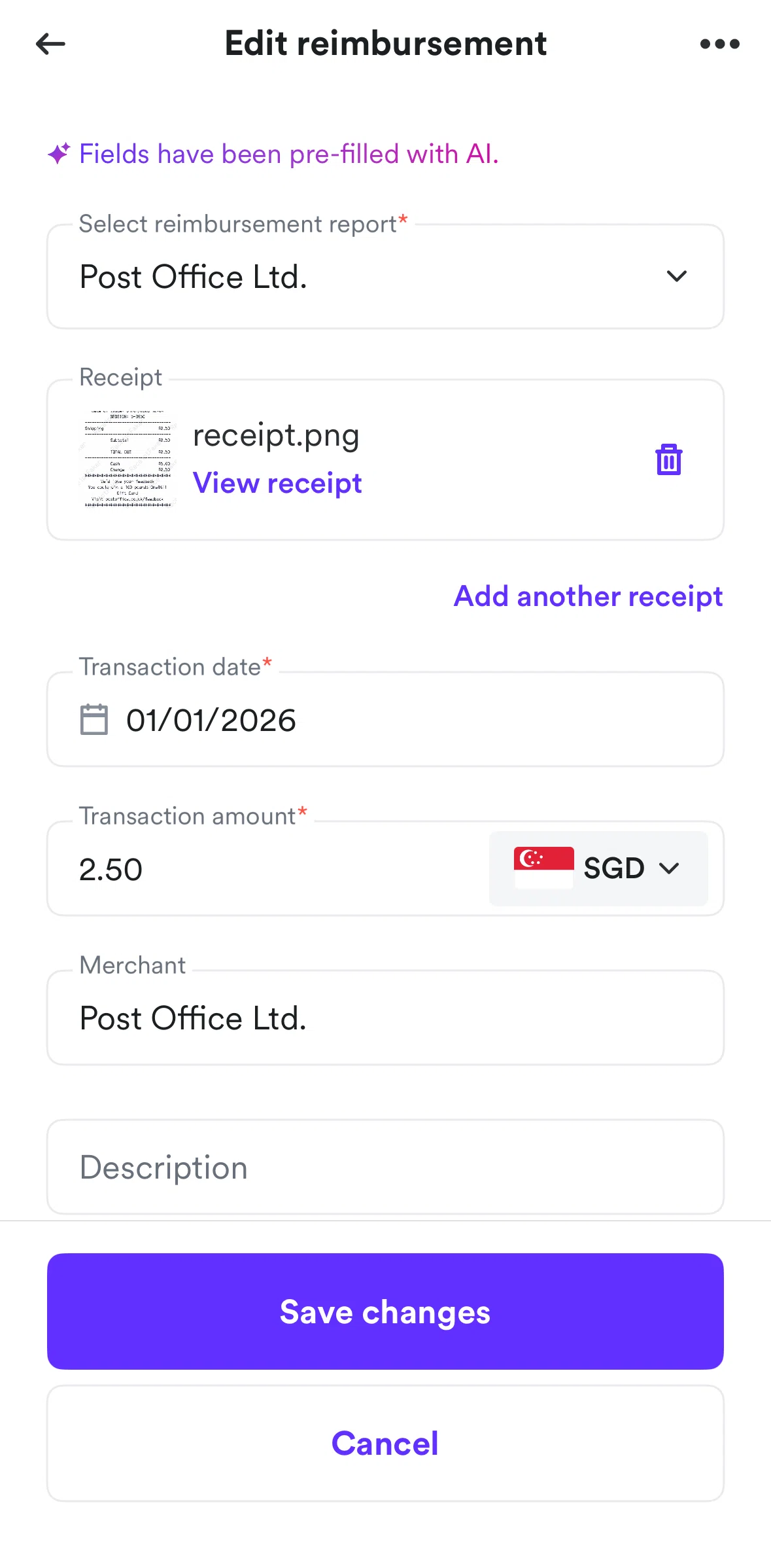 Airwallex Screen screen in the Creating line items flow