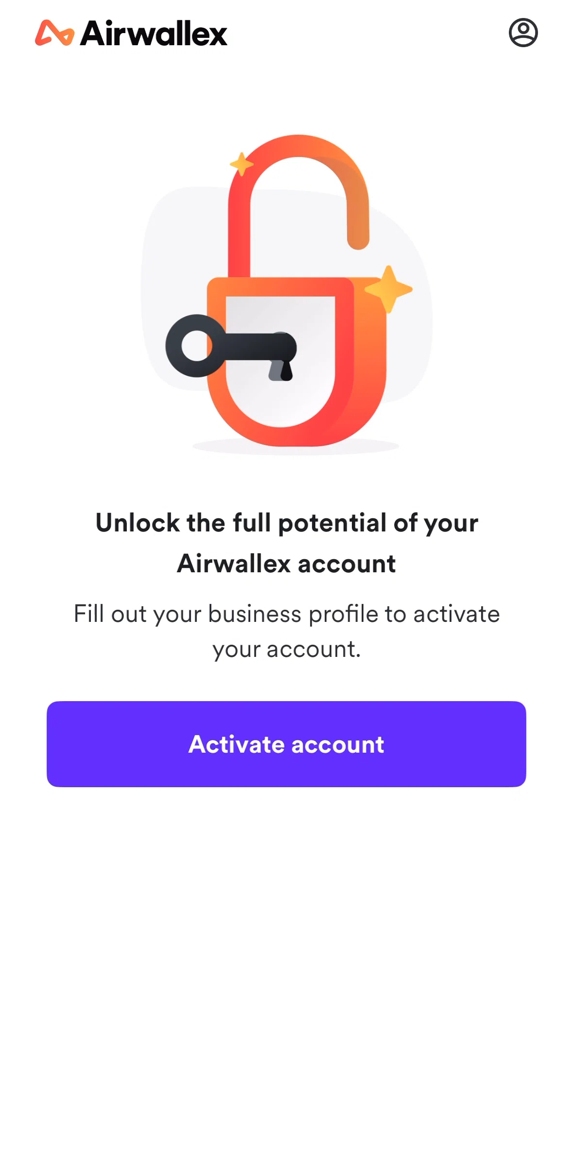 Airwallex Screen screen in the Setting up a business profile flow