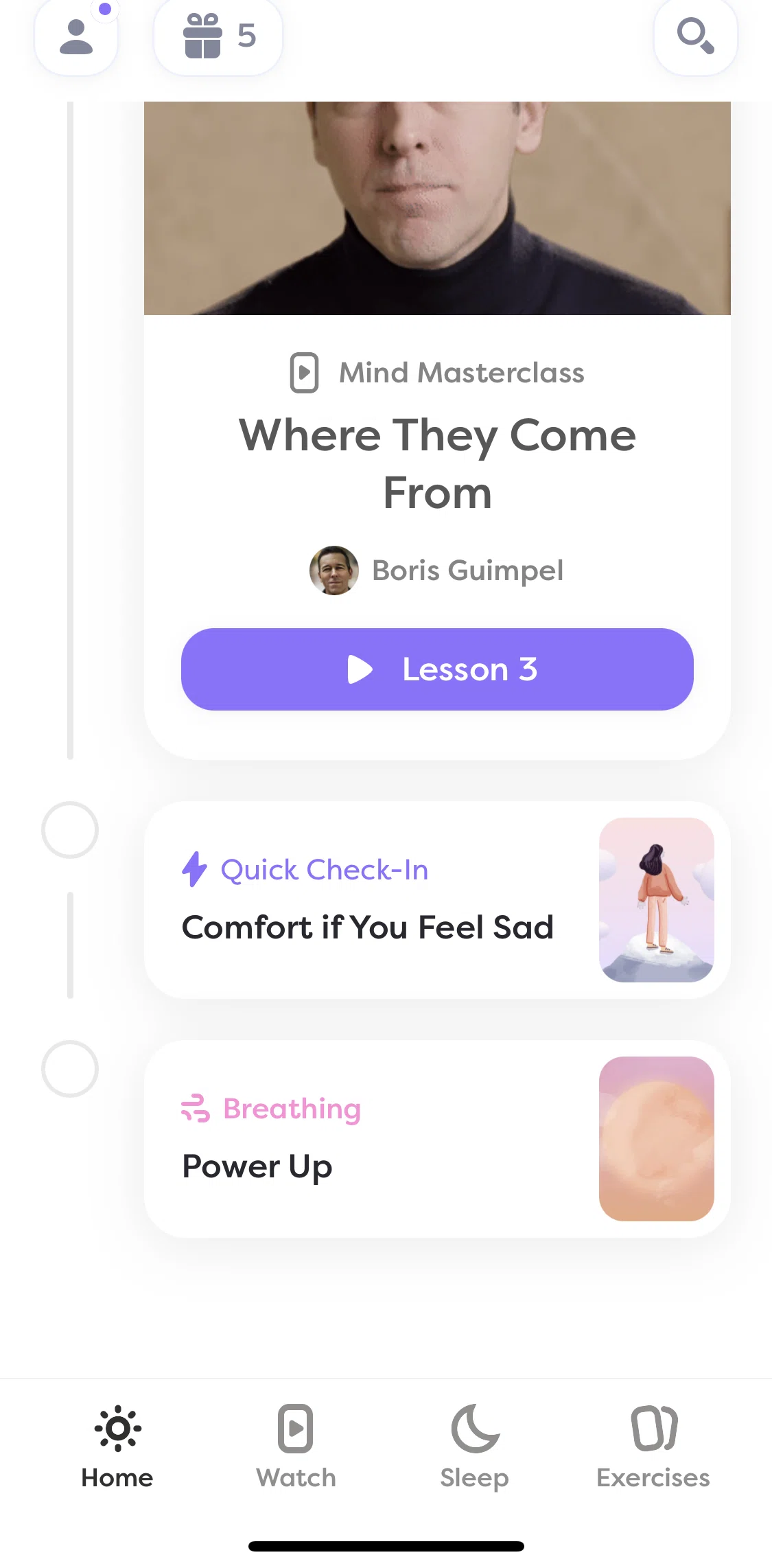 Alan Mind Screen screen in the Completing a quick check-in flow