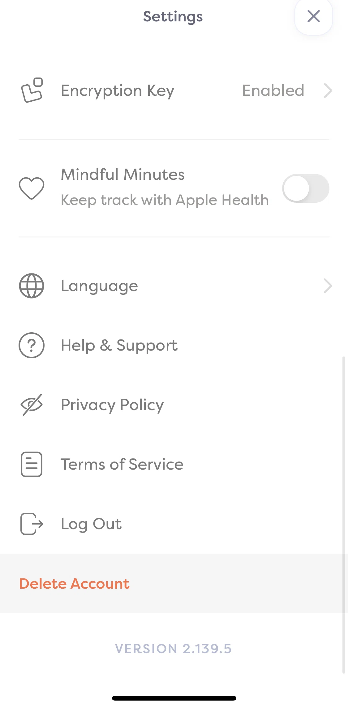 Alan Mind Screen screen in the Deleting account flow