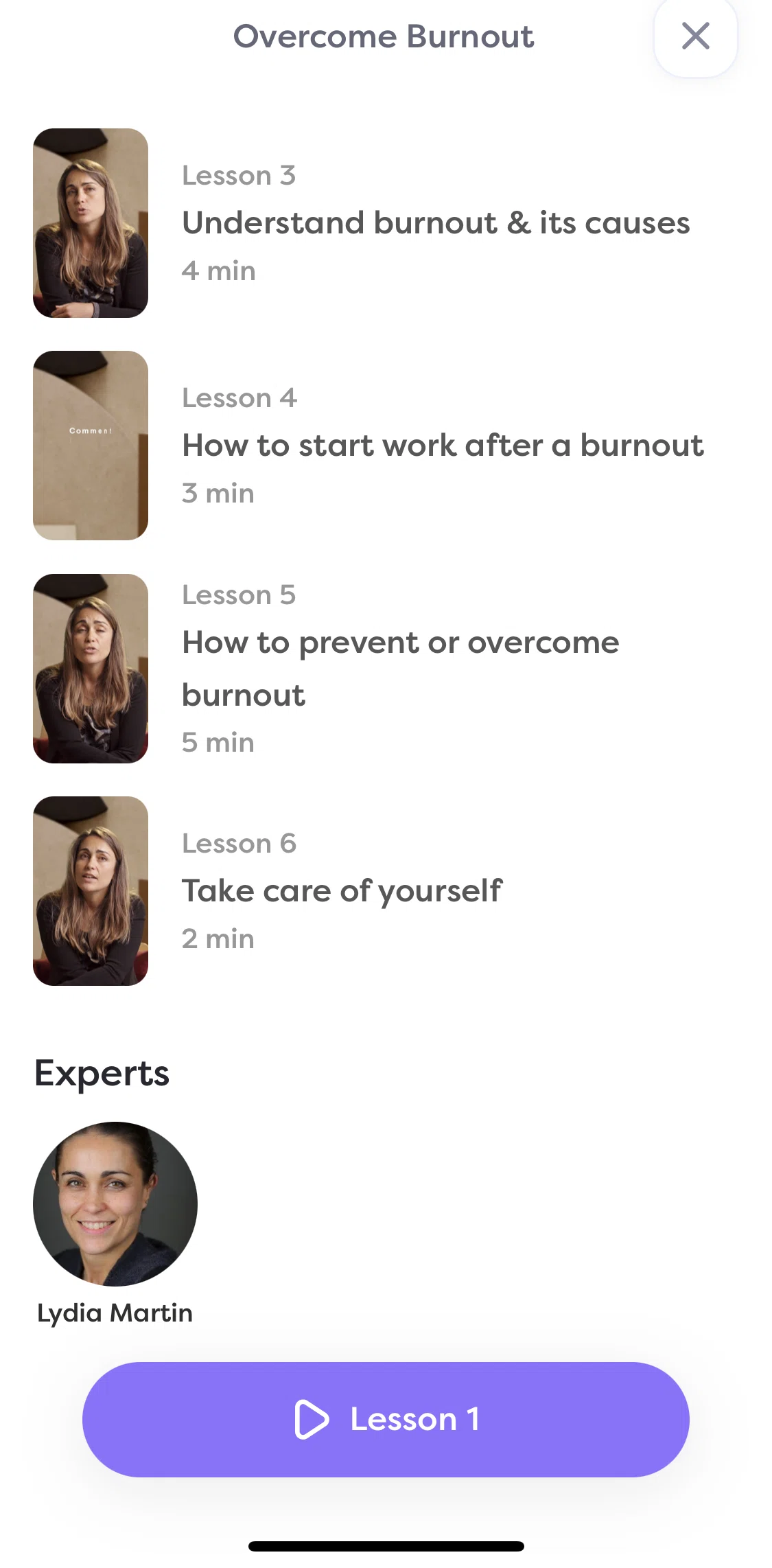 Alan Mind Screen screen in the Expert profile flow