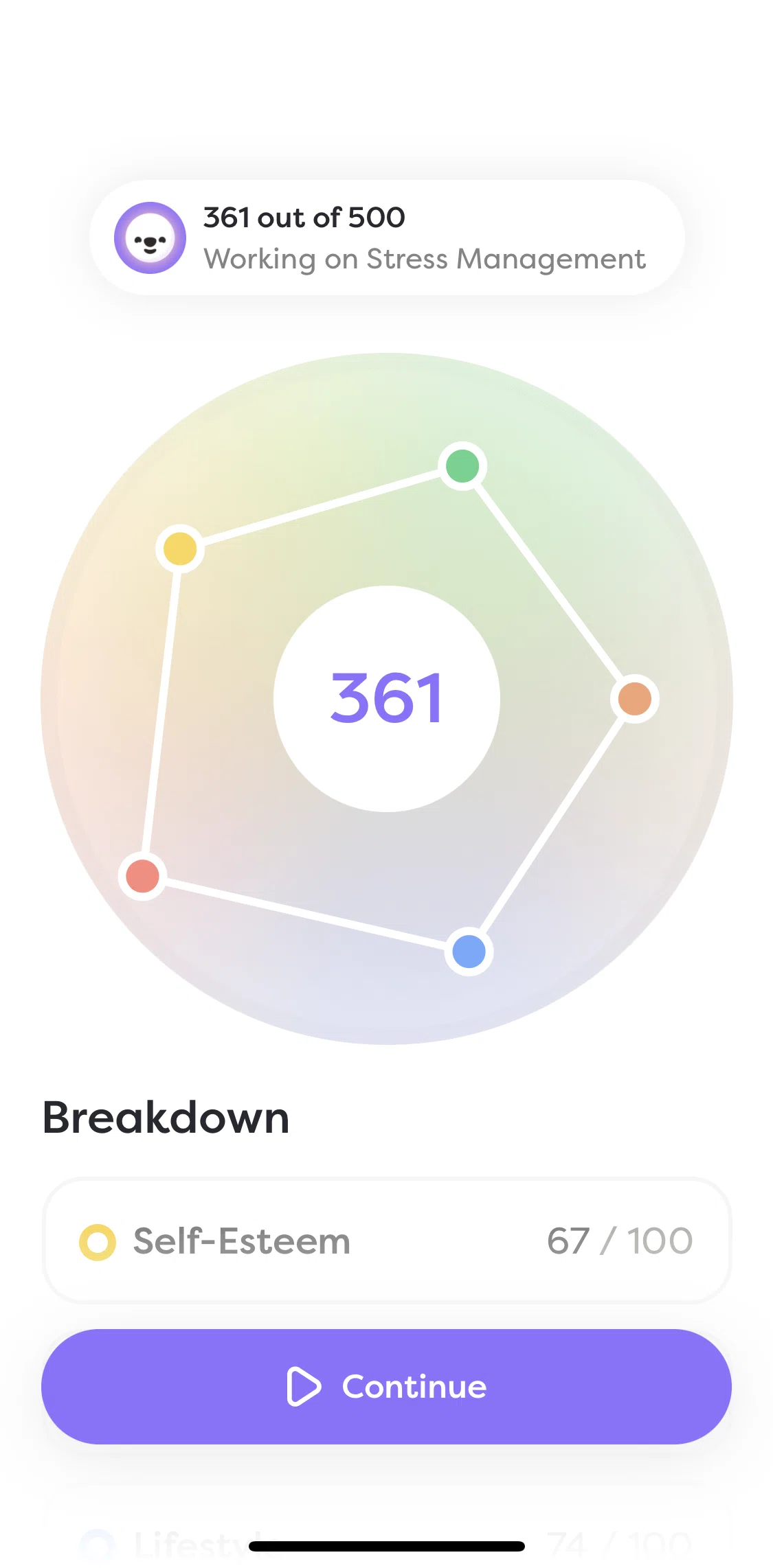 Alan Mind Screen screen in the Program breakdown flow