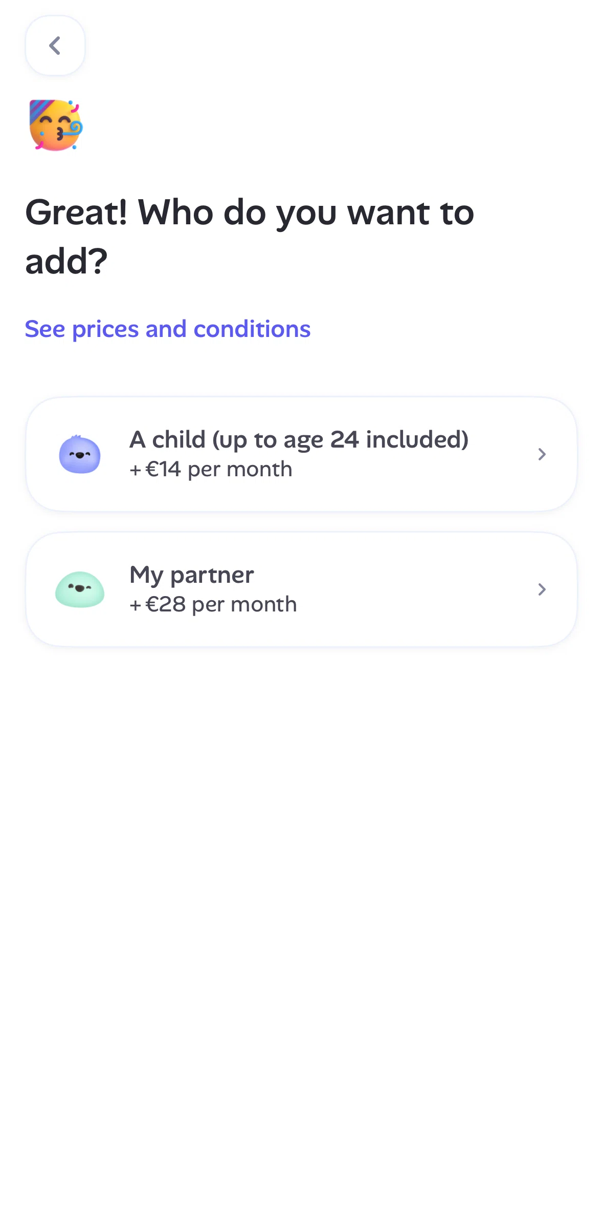 Alan Screen screen in the Add a child flow