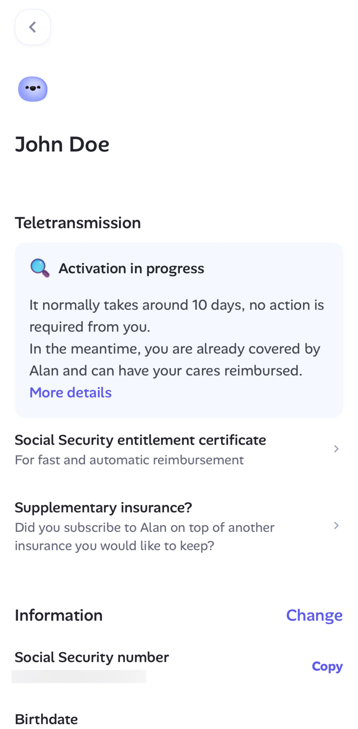 Alan Screen screen in the Adding a certificate of entitlement flow