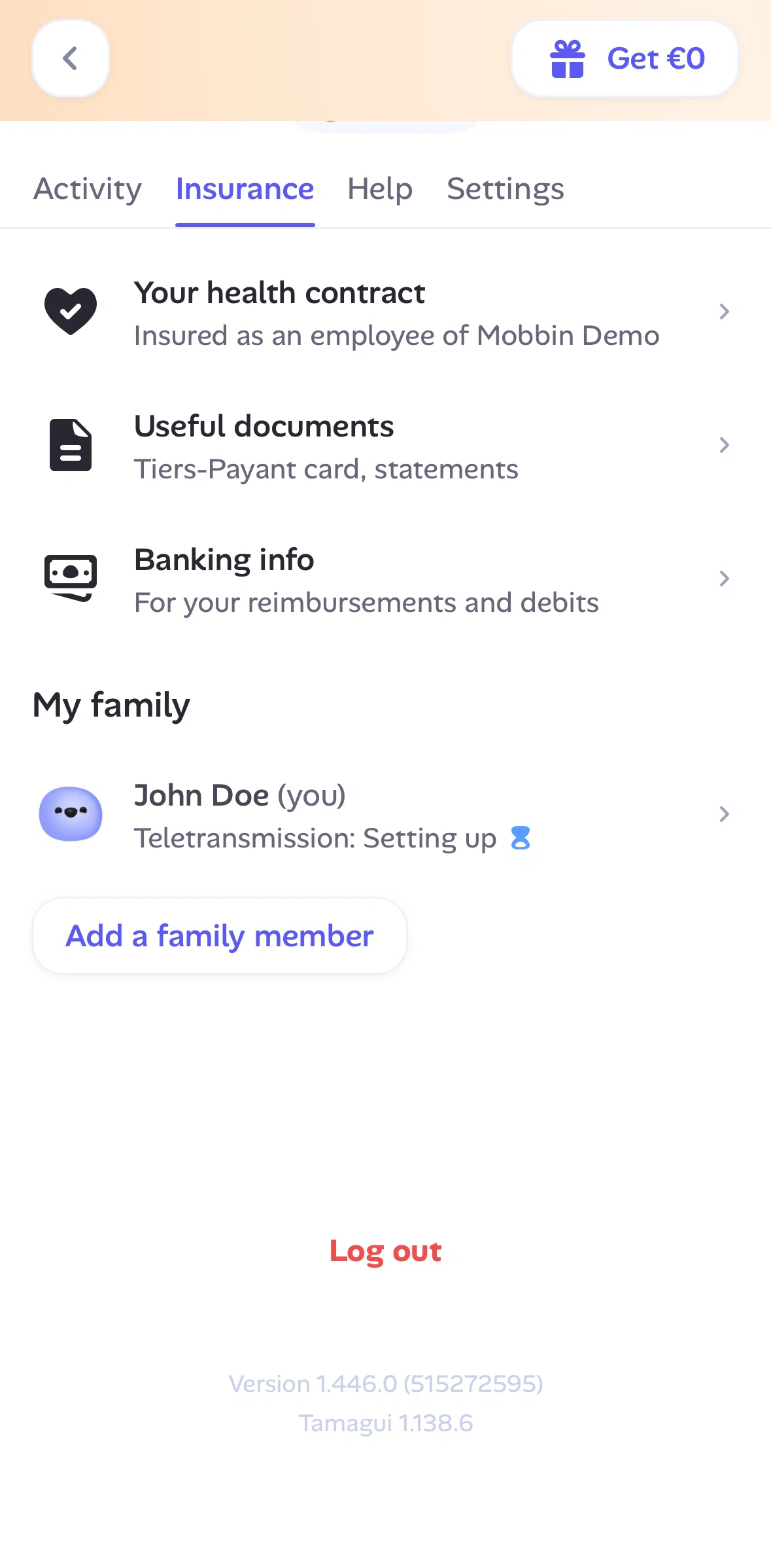 Alan Screen screen in the Adding a family member (partner) flow