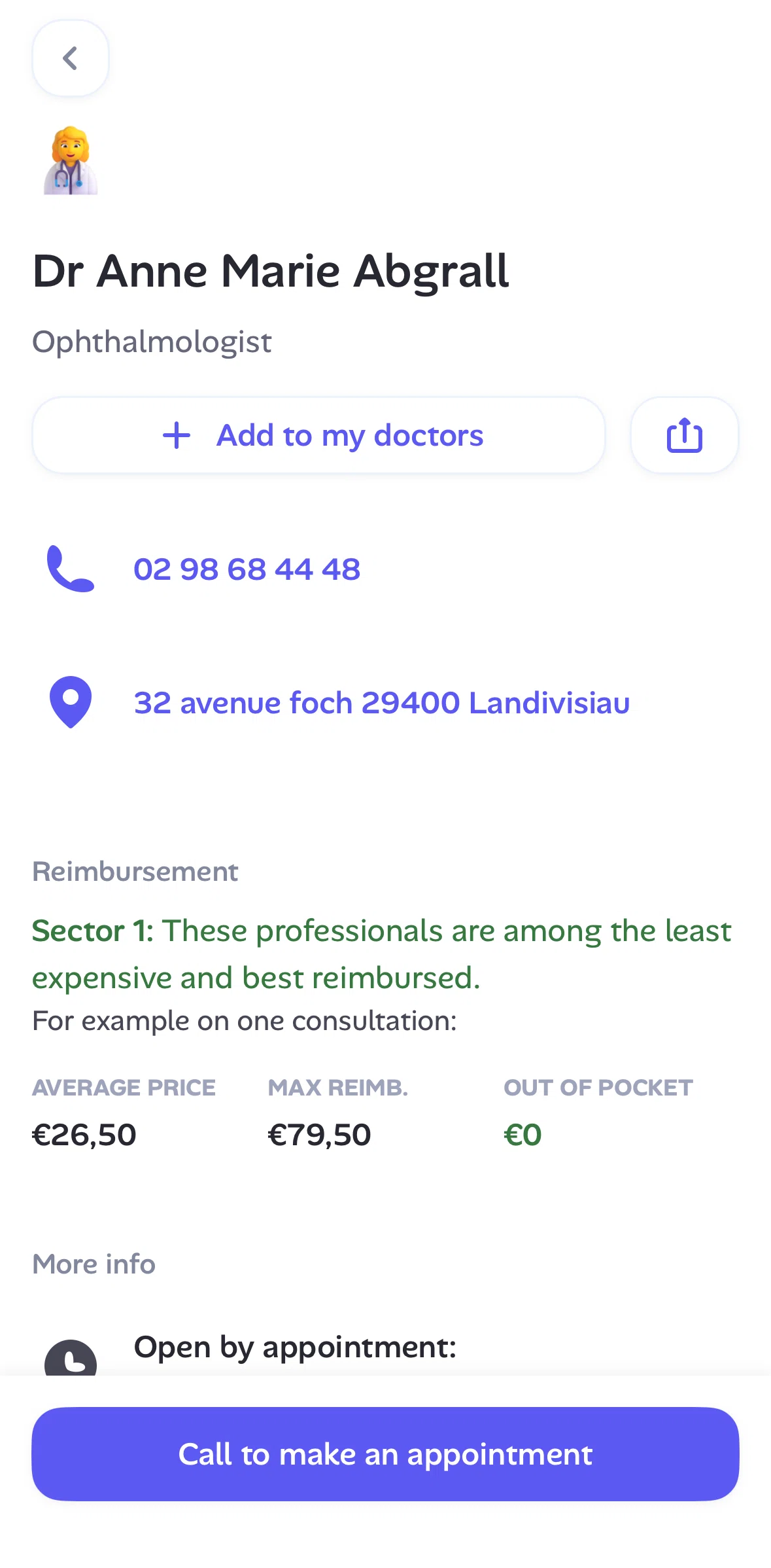 Alan Screen screen in the Adding to my doctors flow