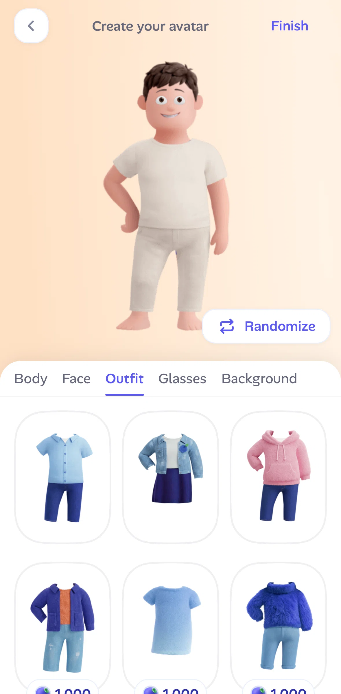 Alan Screen screen in the Buy an outfit flow