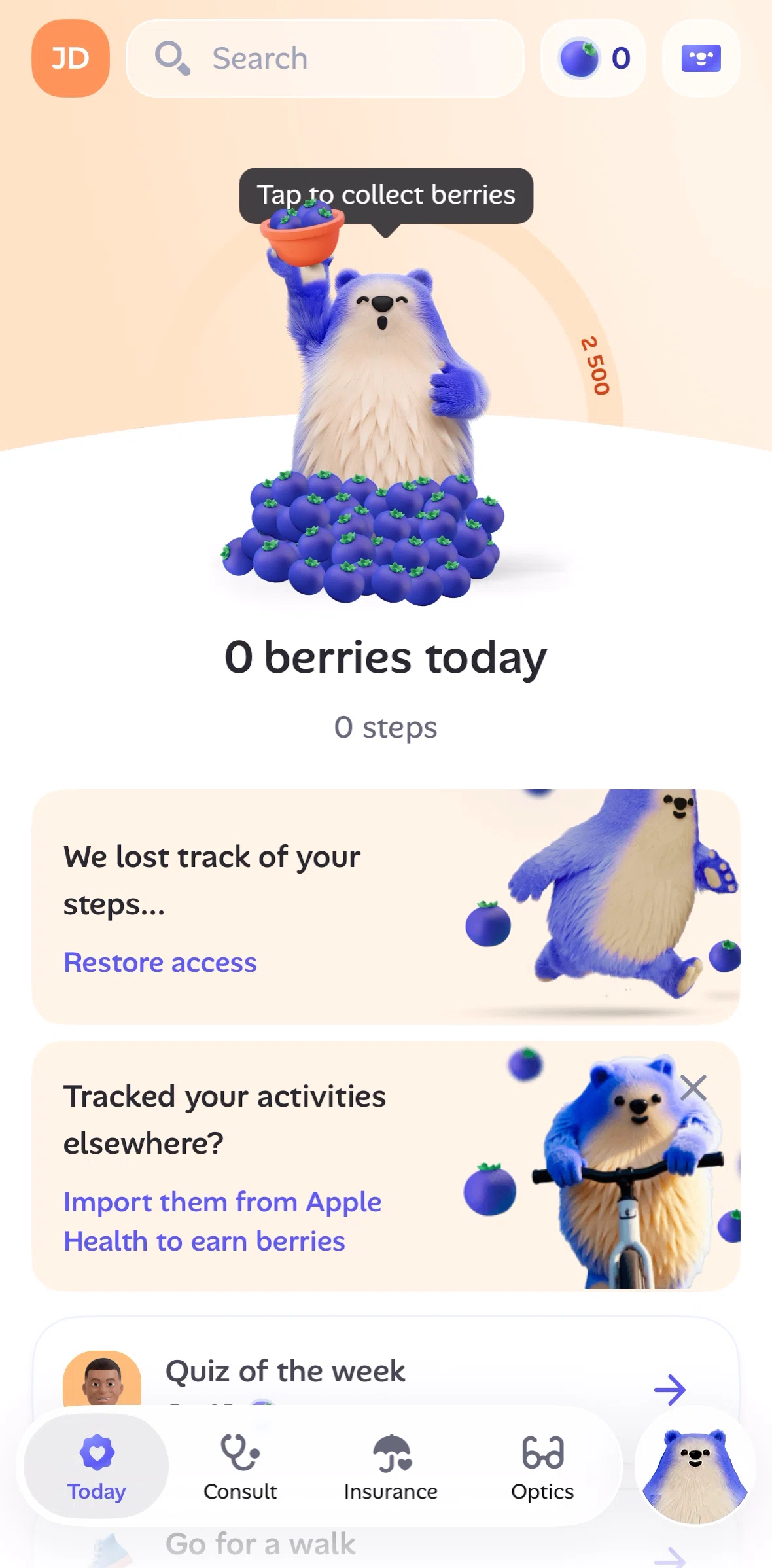 Alan Screen screen in the Collecting berries flow