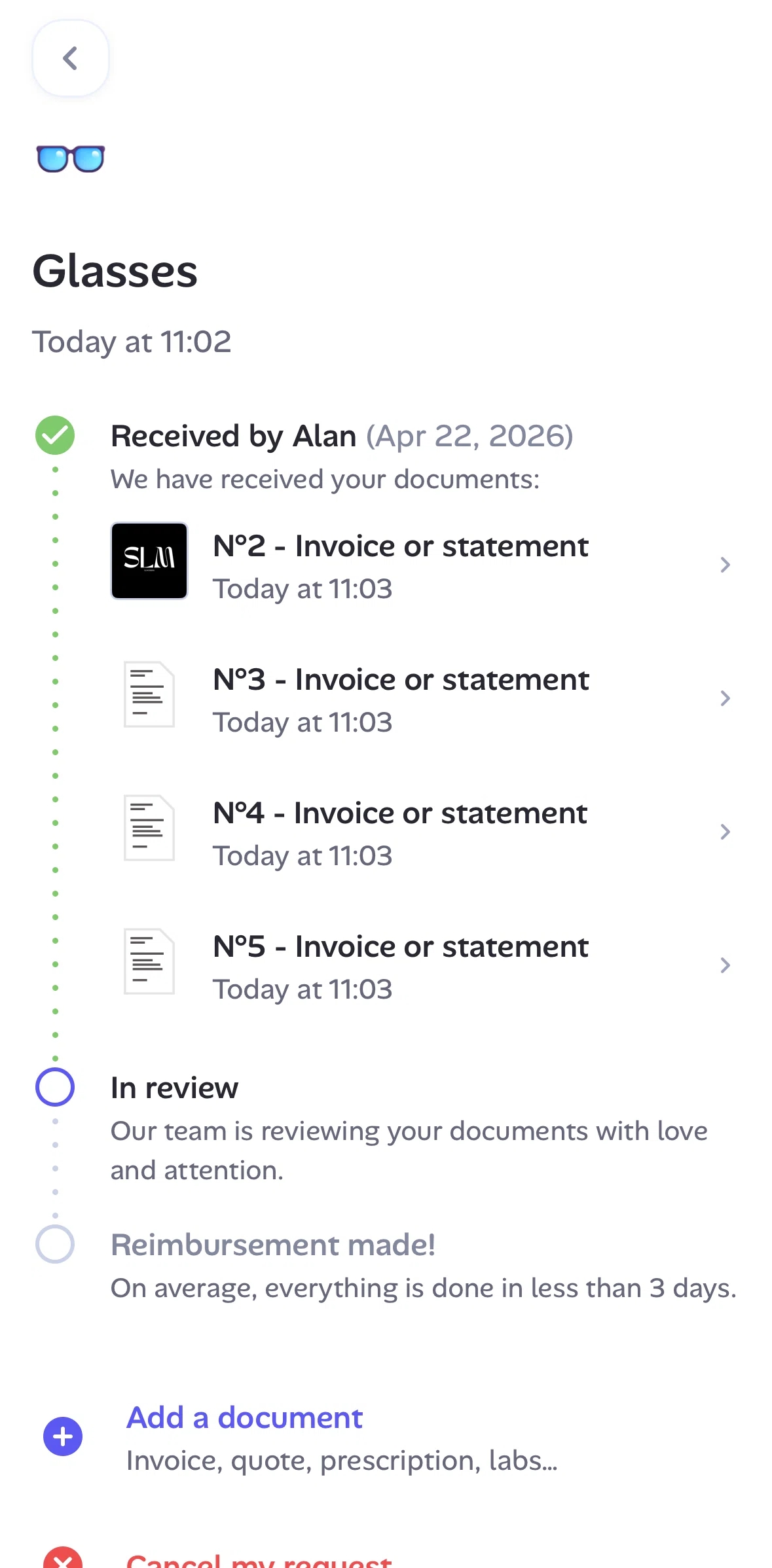 Alan Screen screen in the Deleting a document flow