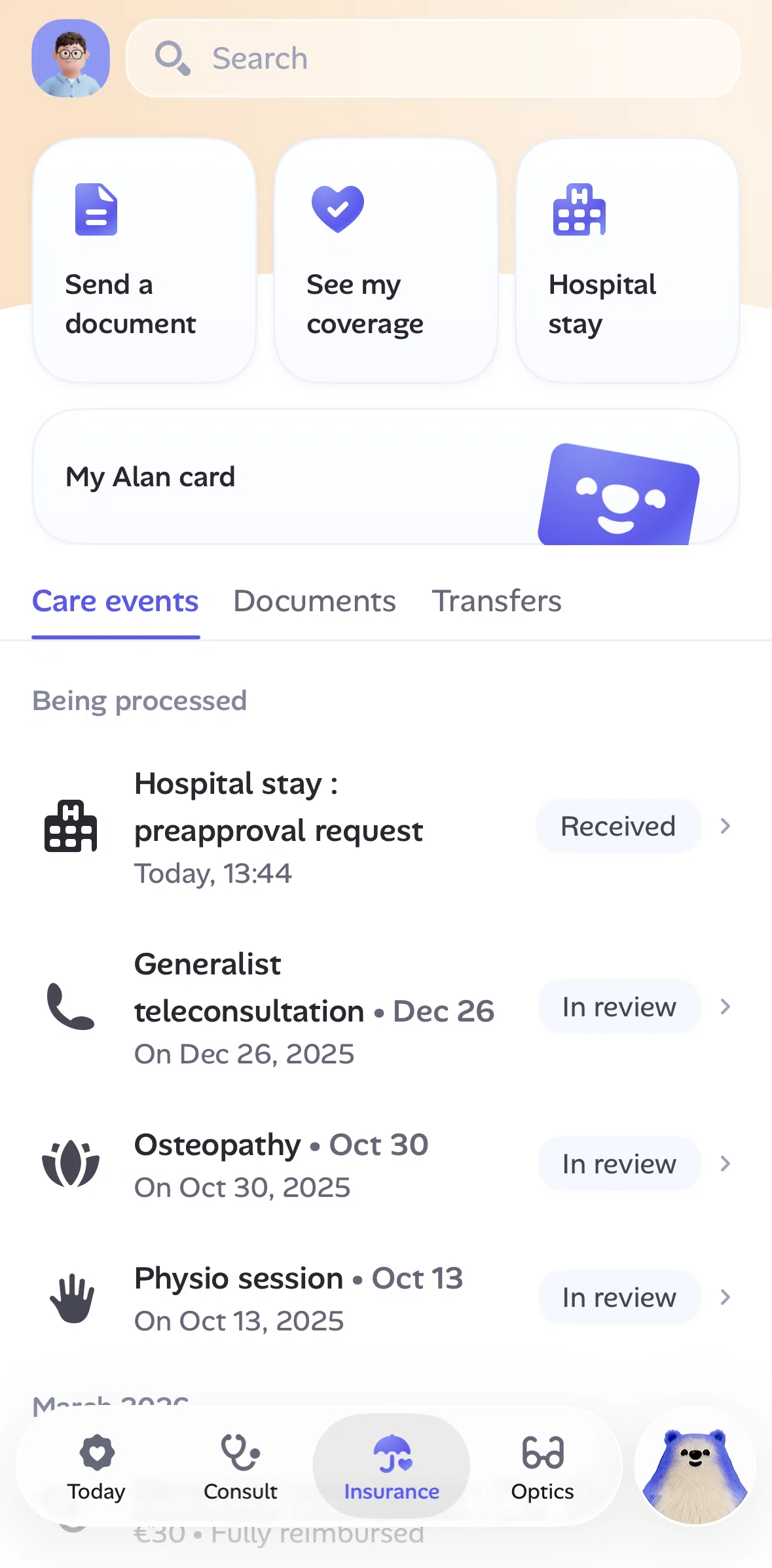 Alan Screen screen in the Hospital stay detail flow