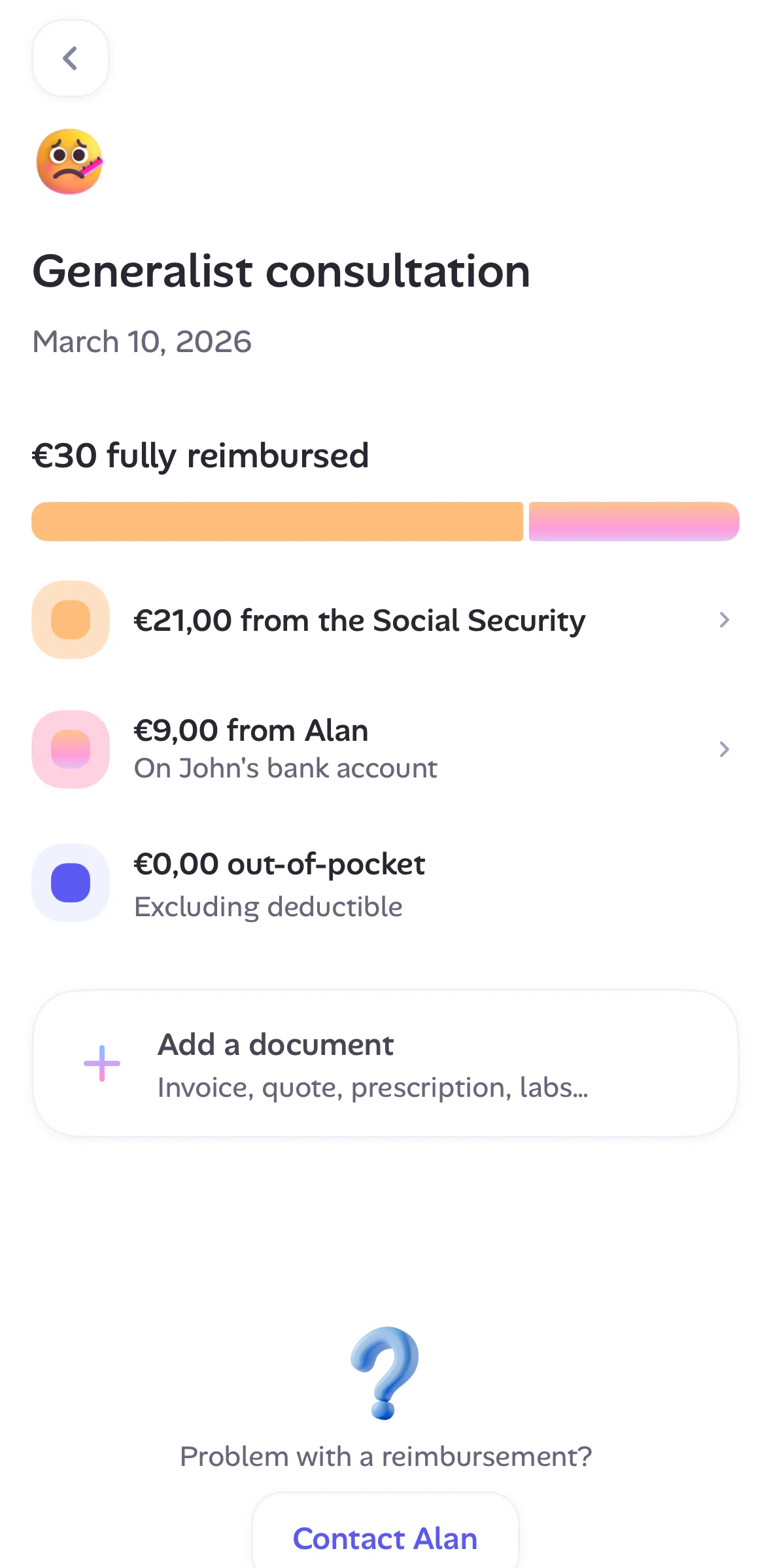 Alan Screen screen in the Payment detail (Social Security) flow