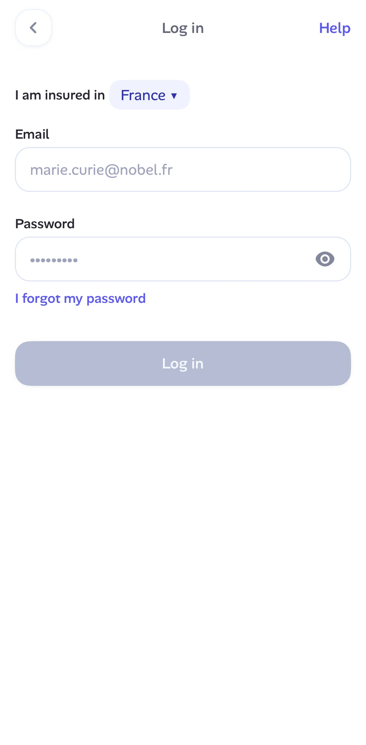 Alan Screen screen in the Reset password flow