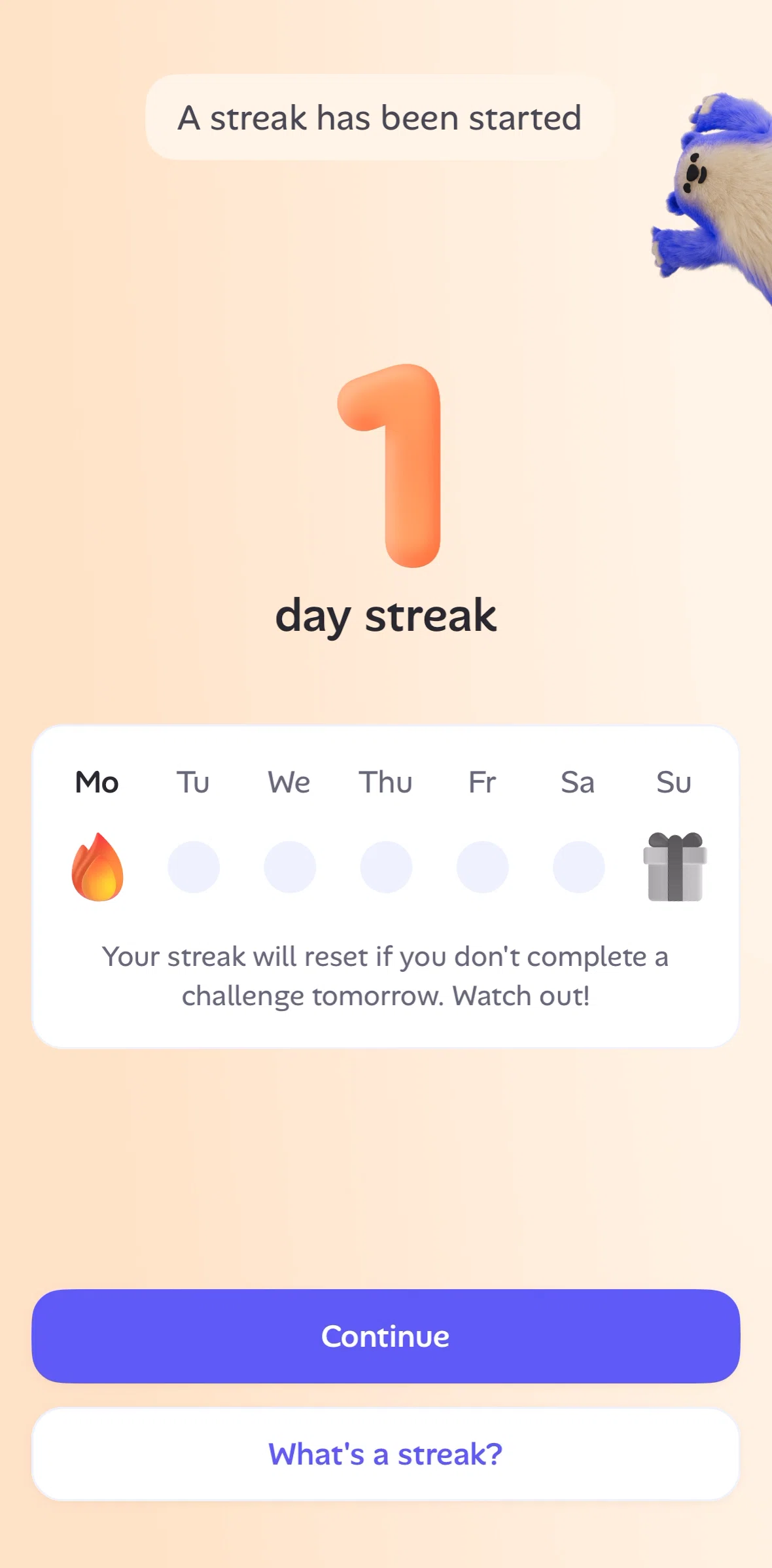 Alan Screen screen in the Selecting a streak goal flow