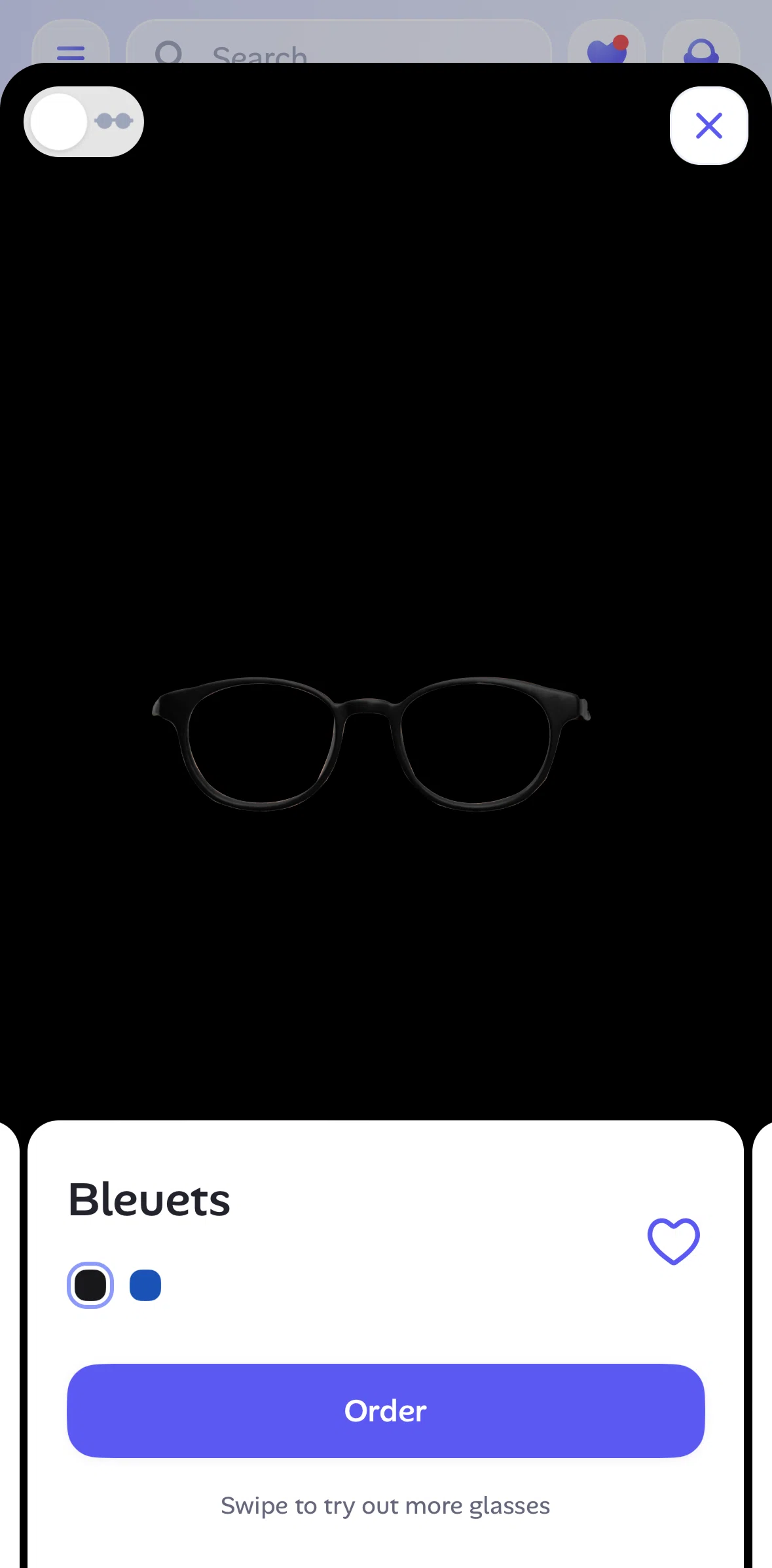 Alan Screen screen in the Switching to sunglasses flow