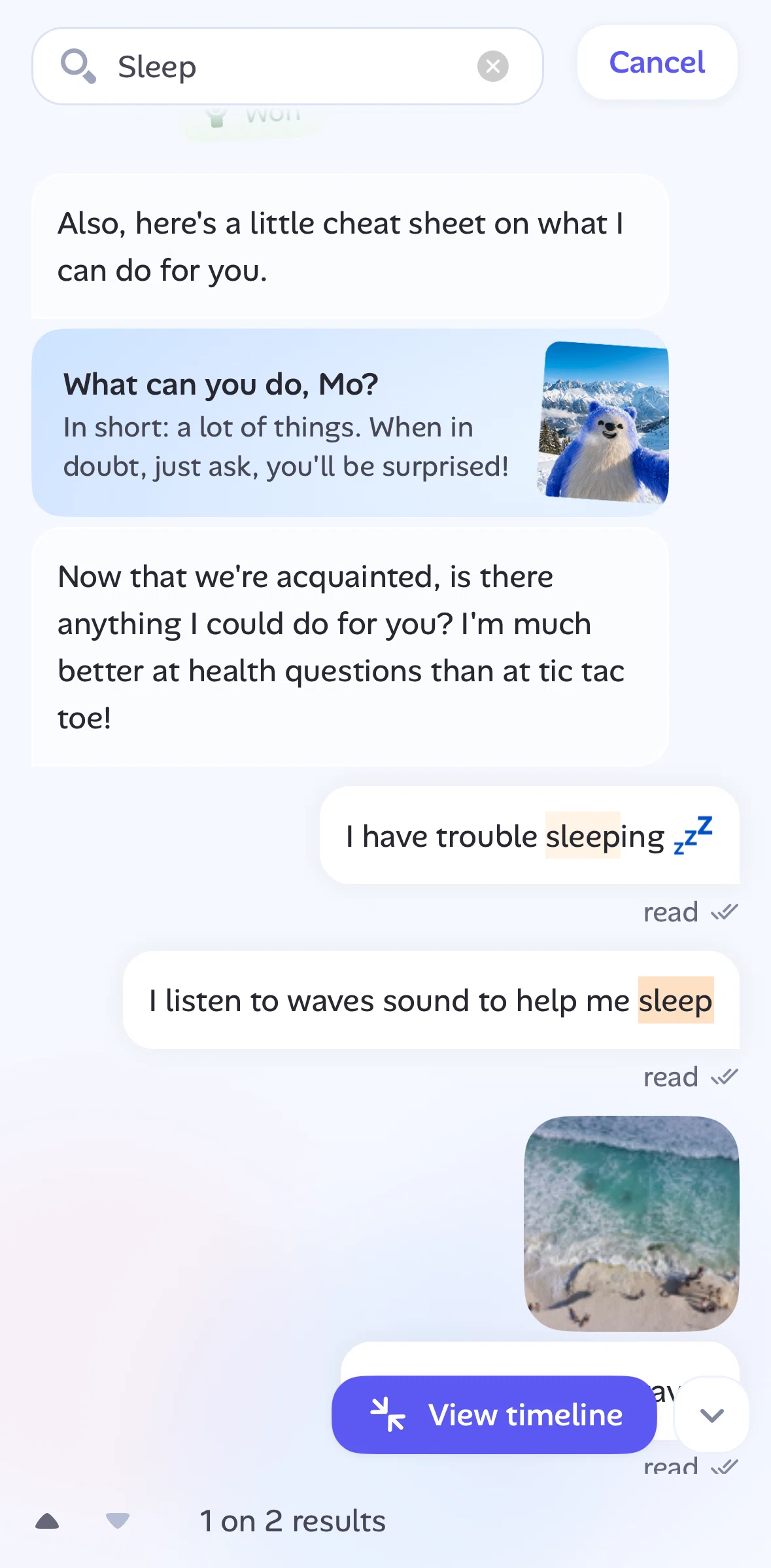 Alan Screen screen in the Timeline flow