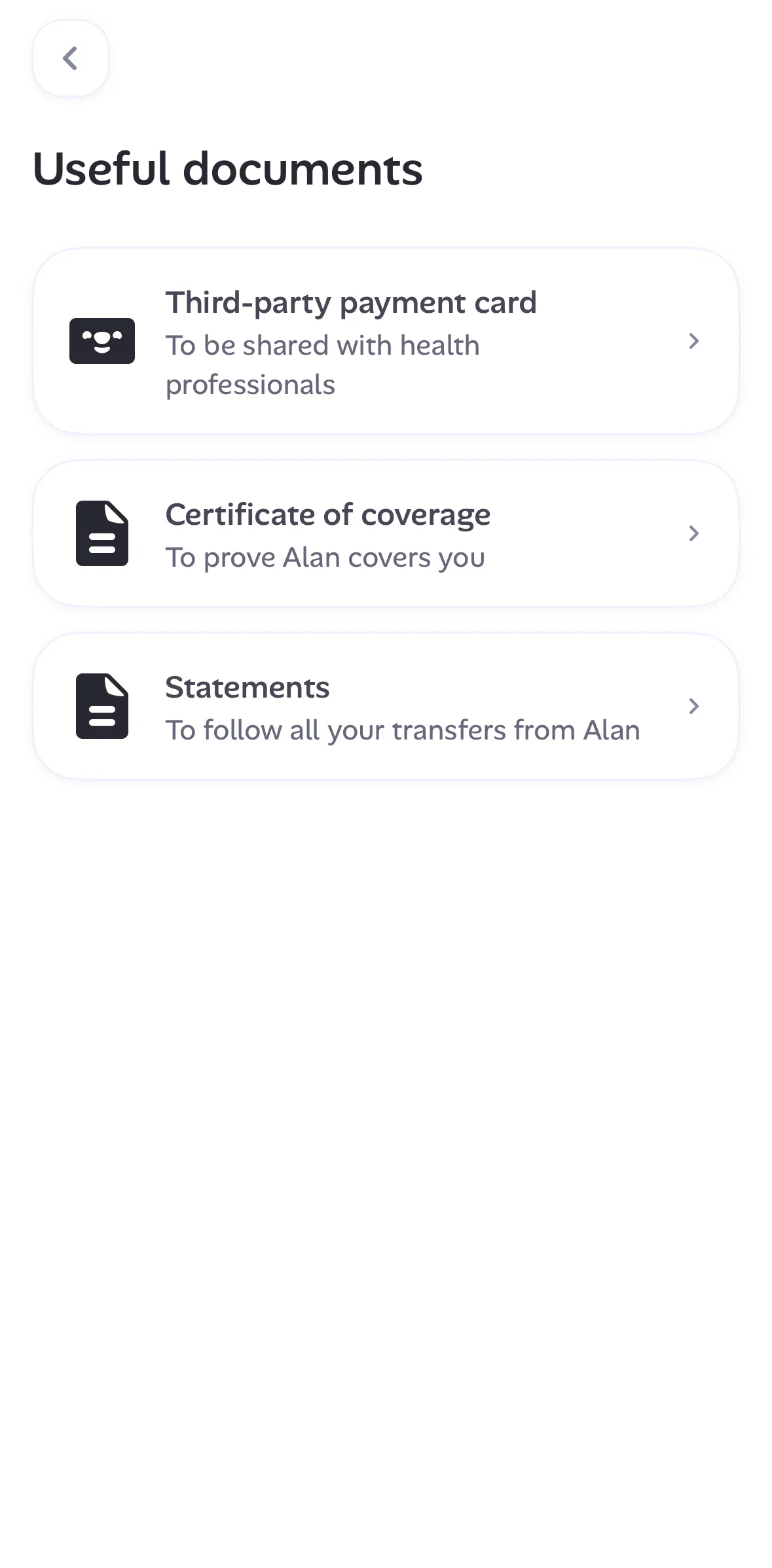 Alan Screen screen in the Yearly statement flow