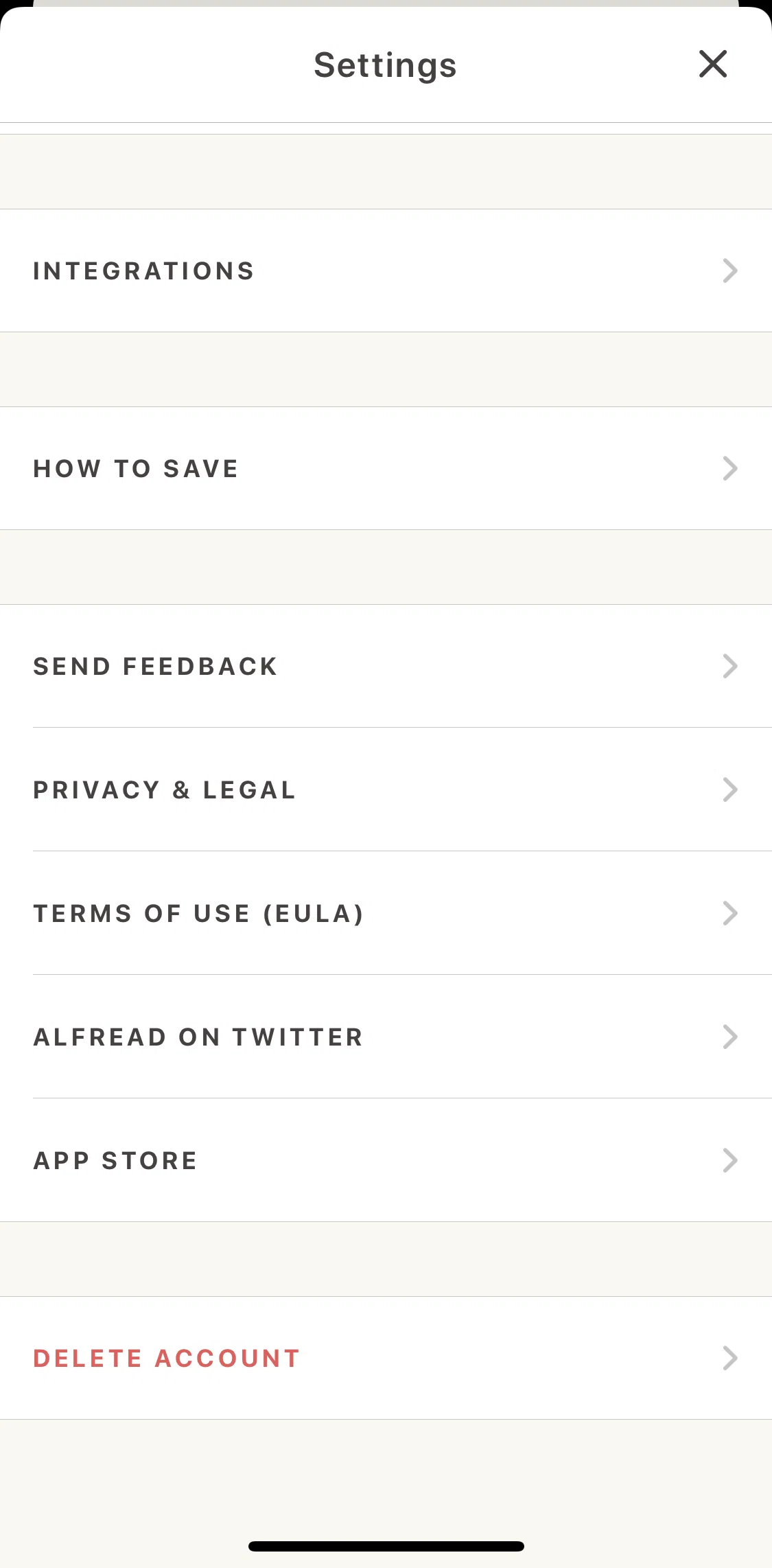 Alfread Screen screen in the Privacy policy flow