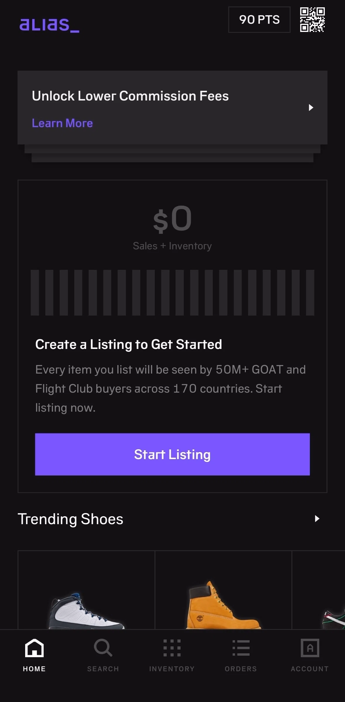 alias Screen screen in the Listing a product (new item) flow