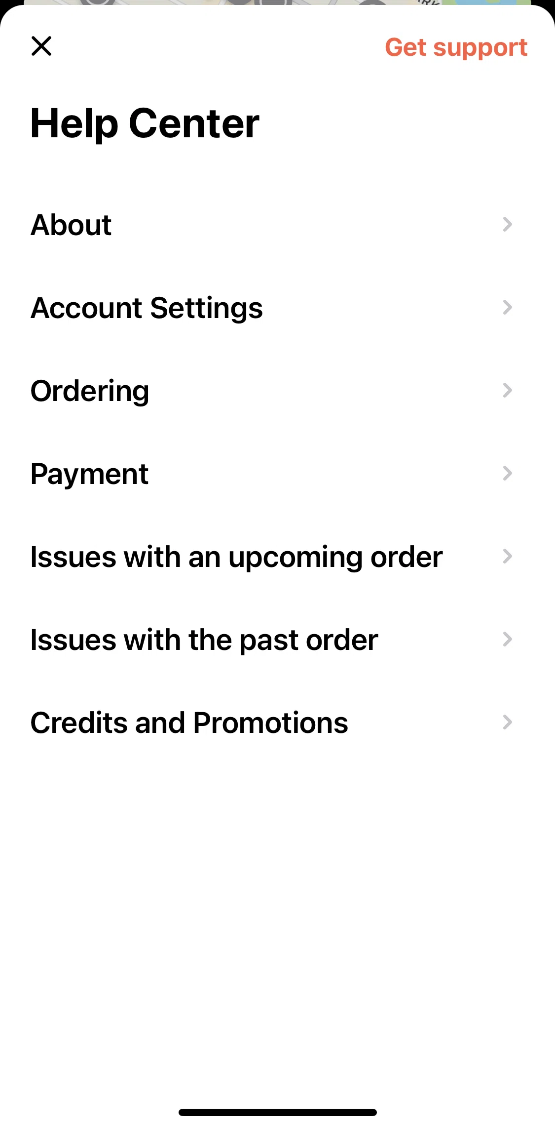 Allset Screen screen in the Support flow