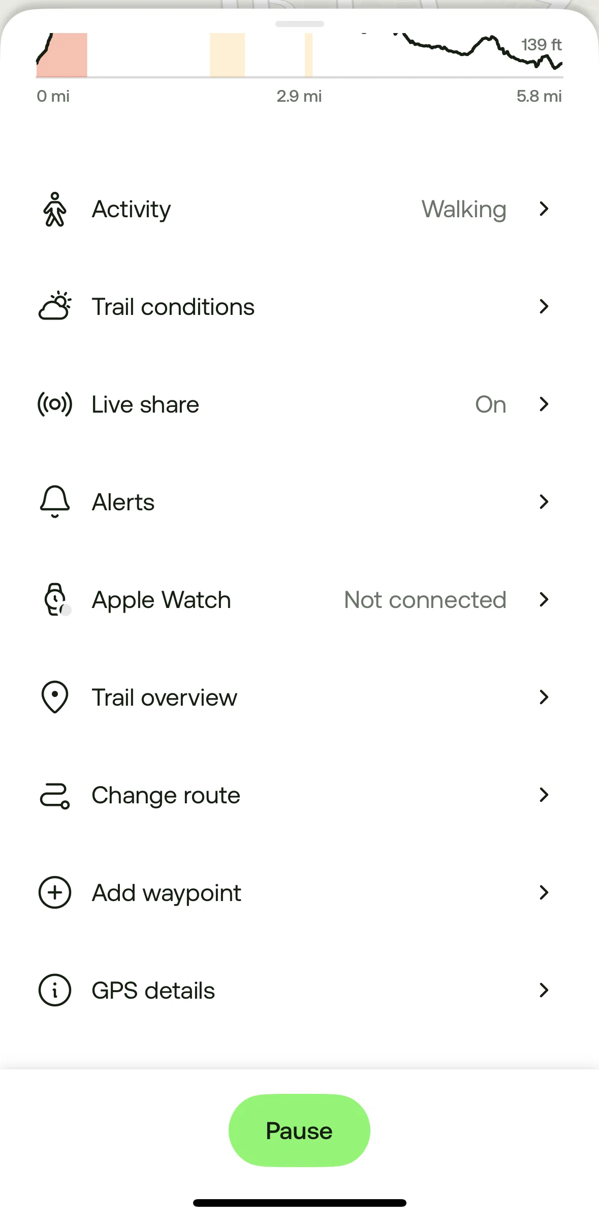 Alltrails Screen screen in the Adding a waypoint flow