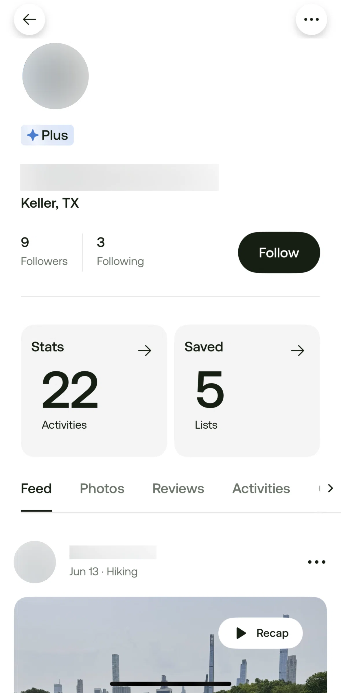 Alltrails Screen screen in the Blocking a user flow