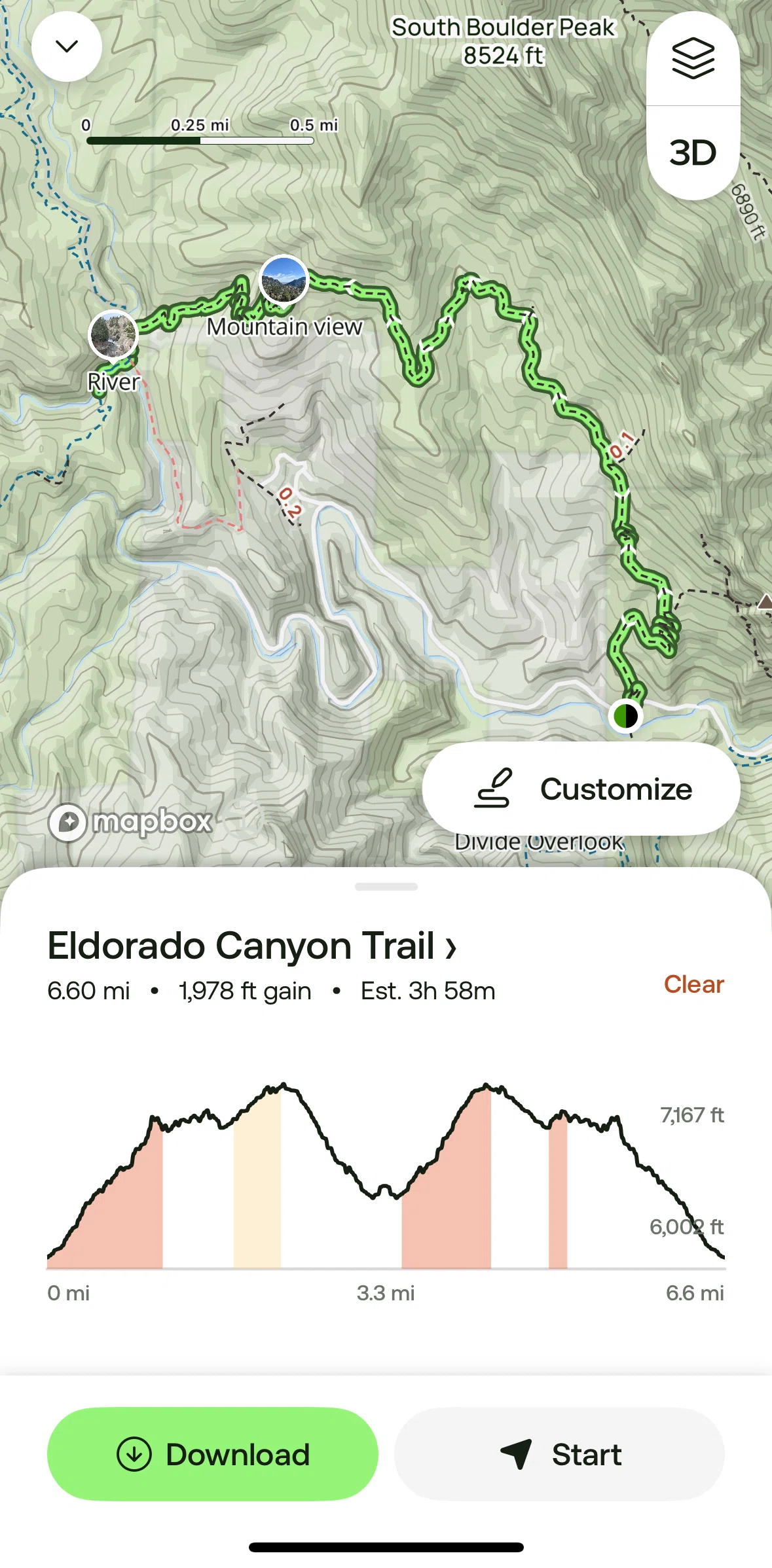 Alltrails Screen screen in the Completing an activity flow