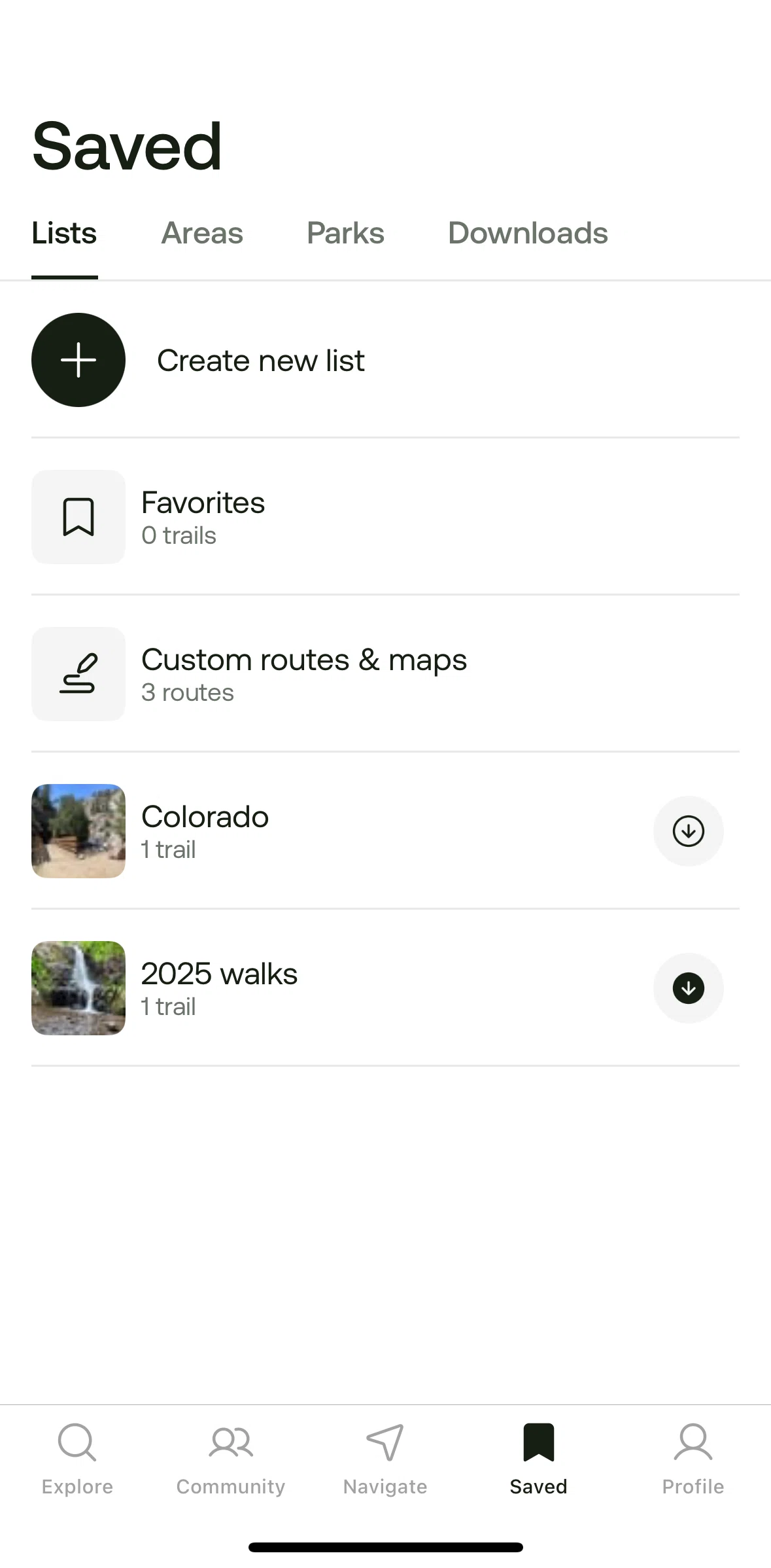 Alltrails Screen screen in the Custom routes & maps flow