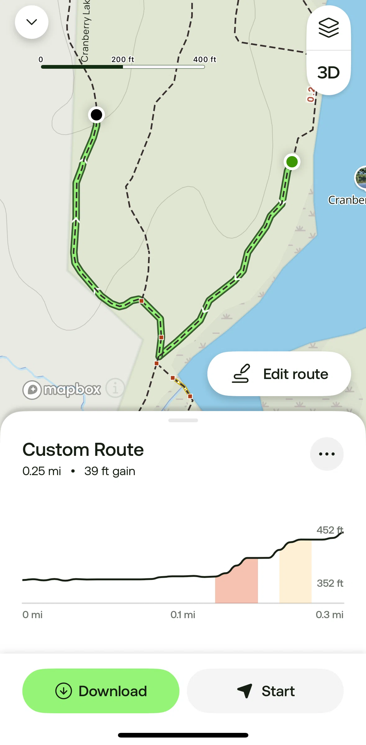 Alltrails Screen screen in the Editing a route flow